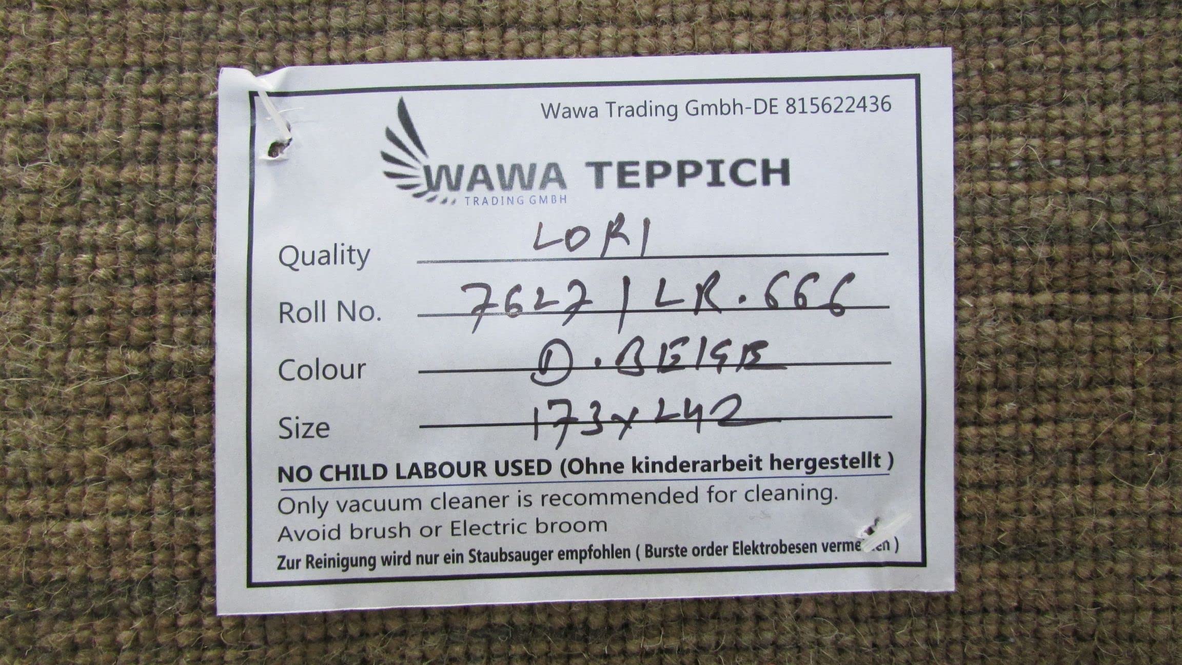 Gabbeh Teppich Dunkel Beige 100% Wolle 170x240 cm Handgewebt Orientteppich Lr663