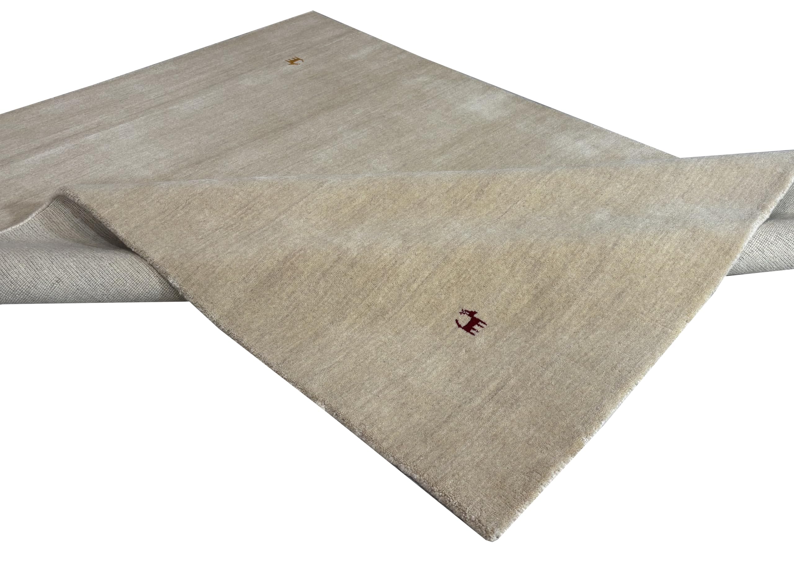 WAWA TEPPICH Handgefertigter orientalischer Gabbeh Teppich aus 100% Wolle Loom Handgewebte 140X200 cm Beige T2