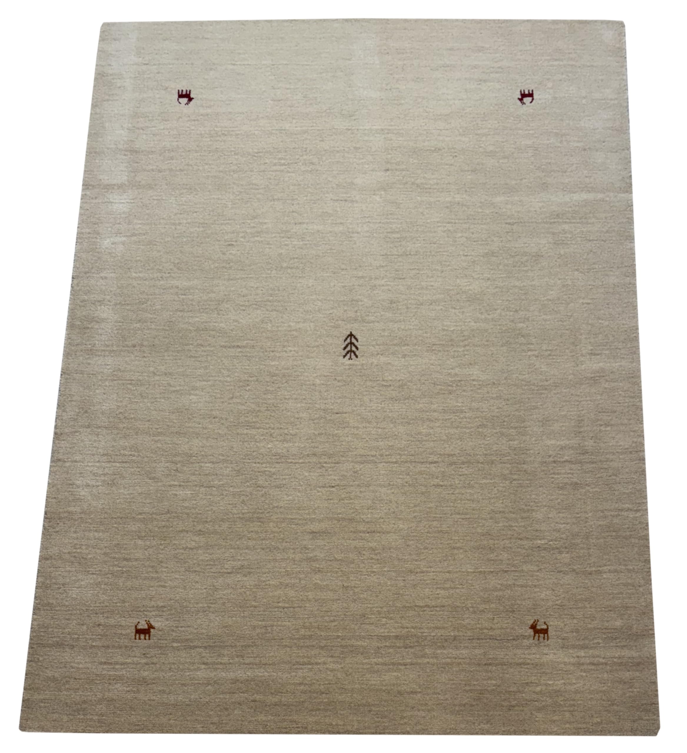 WAWA TEPPICH Handgefertigter orientalischer Gabbeh Teppich aus 100% Wolle Loom Handgewebte 140X200 cm Beige T2