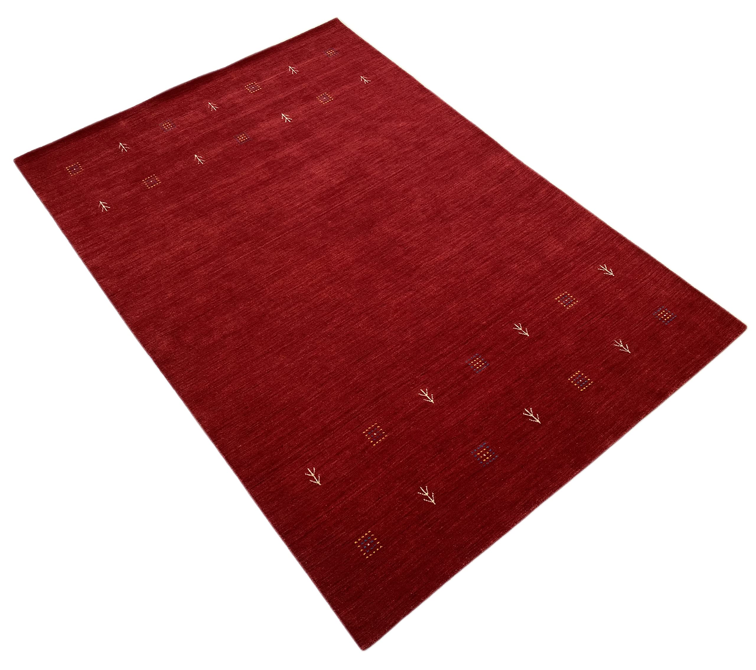 Rot Gabbeh Teppich 100% Wolle 175x240 cm Handgewebt Orientteppich Lr738