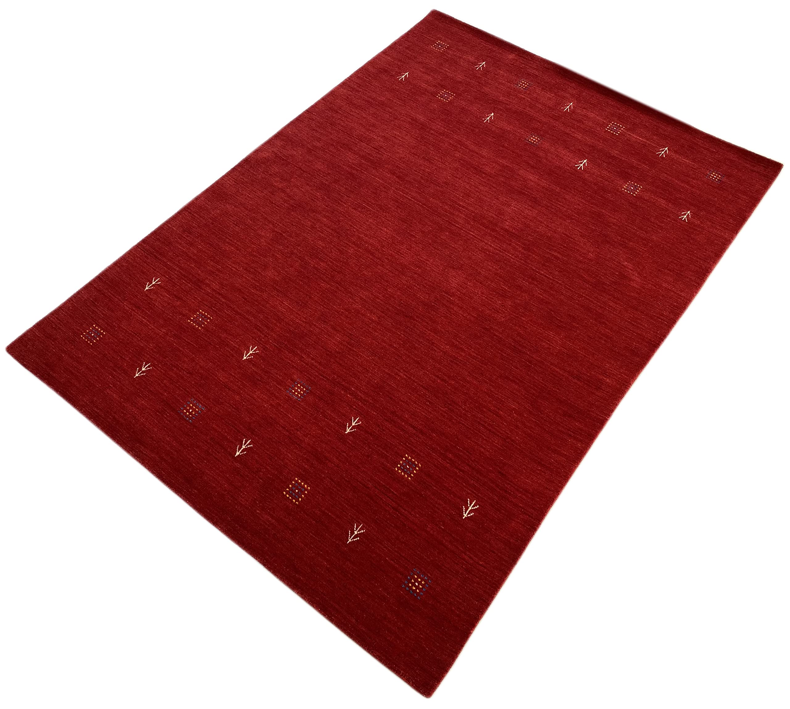Rot Gabbeh Teppich 100% Wolle 175x240 cm Handgewebt Orientteppich Lr738
