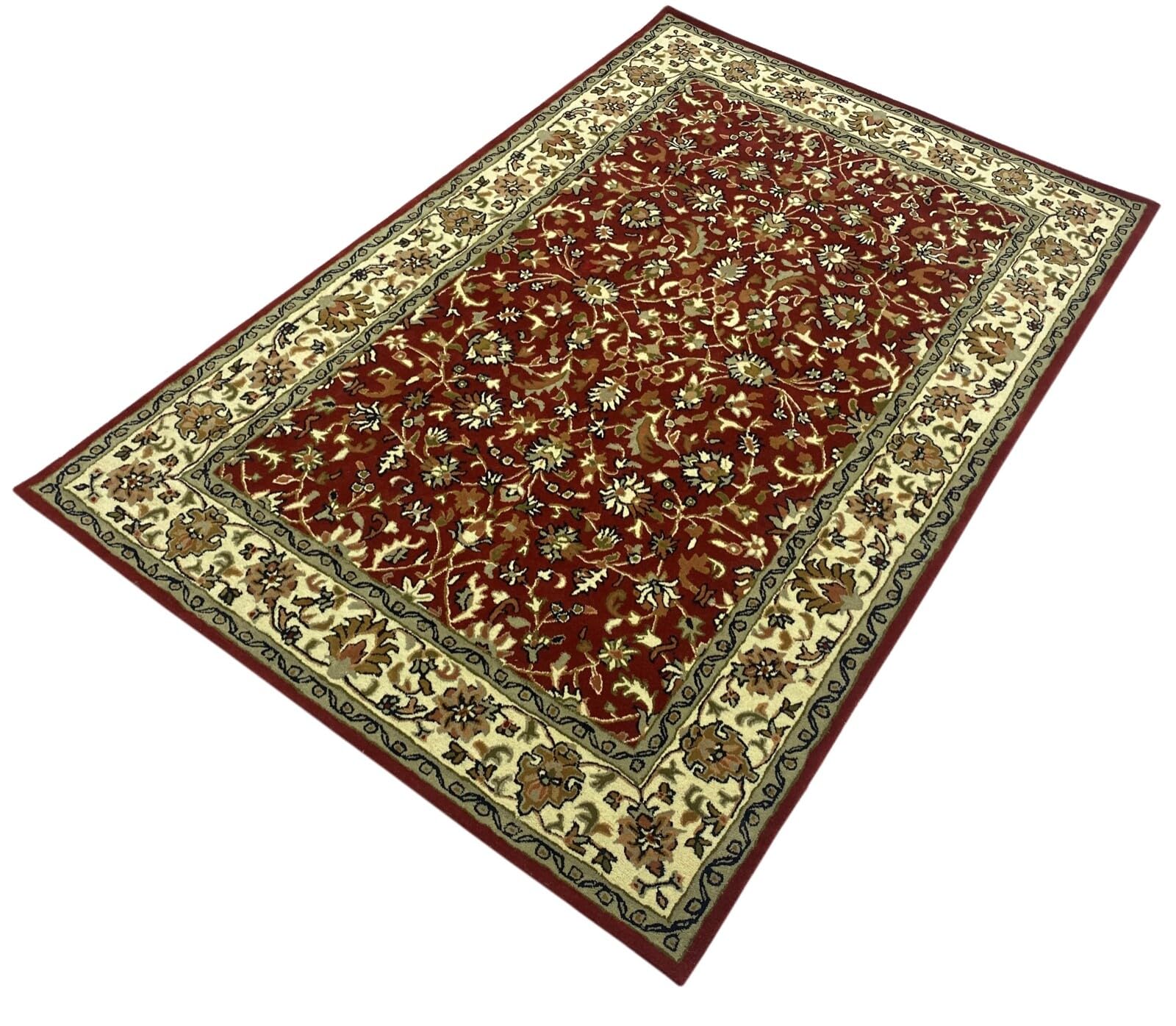 Orientteppich Rot Teppich 100% Wolle Herati Braun Beige Handgetuftet Handgewebt (Maße:140X200 cm;)