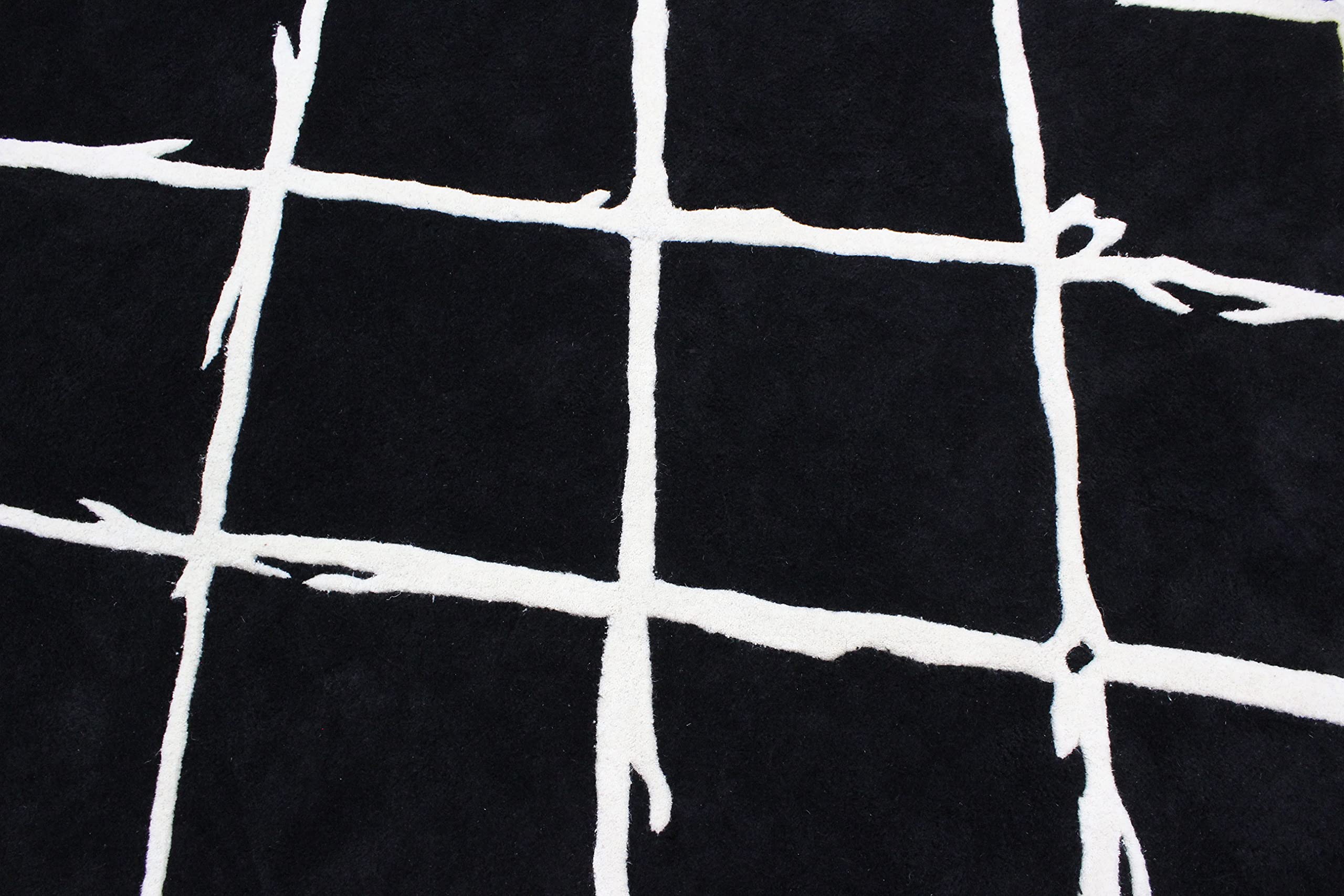 Schwarz Beige 100% Wolle Teppich Handarbeit (ME-1, 170 x 240 cm)