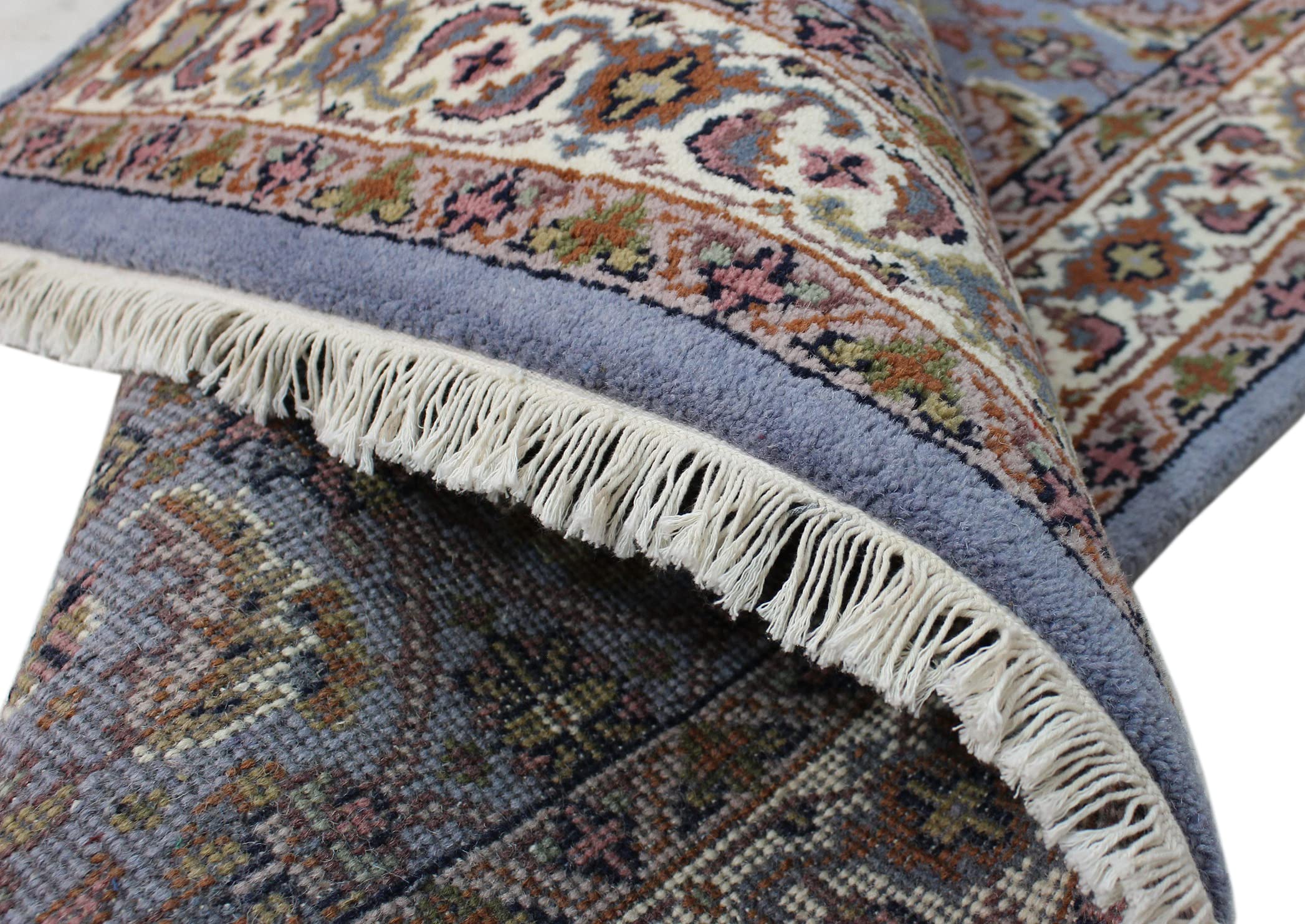 WAWA TEPPICHE Blau Teppich Wolle Handgeknüpft Orientteppich 100% Schurwolle D10