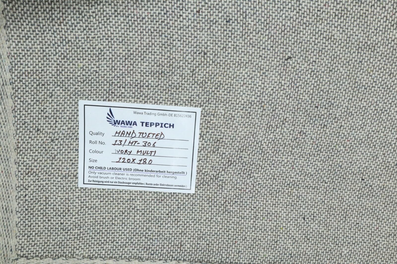 Wollteppich 120x180 Beige Rot Marokko Berber Muster Teppich Handgetuftet HT306