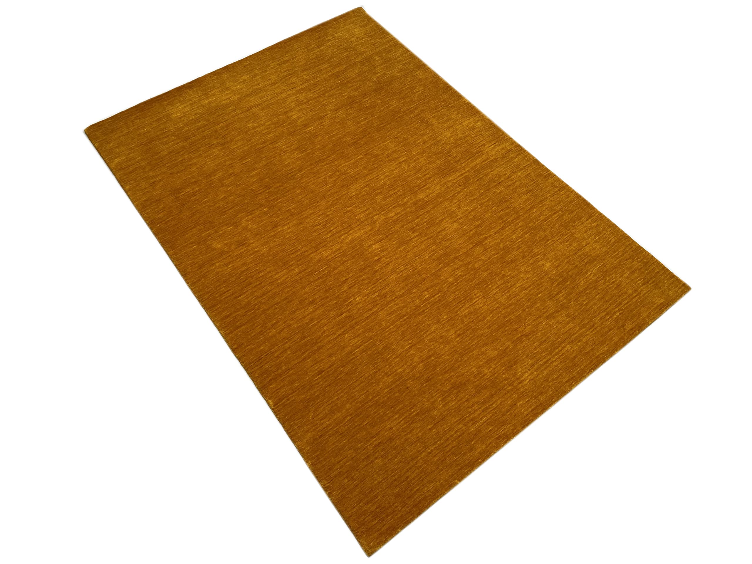 Teppich 100% Wolle Gabbeh 170x240 cm Handgewebt einfarbig gefärbt (Gold)