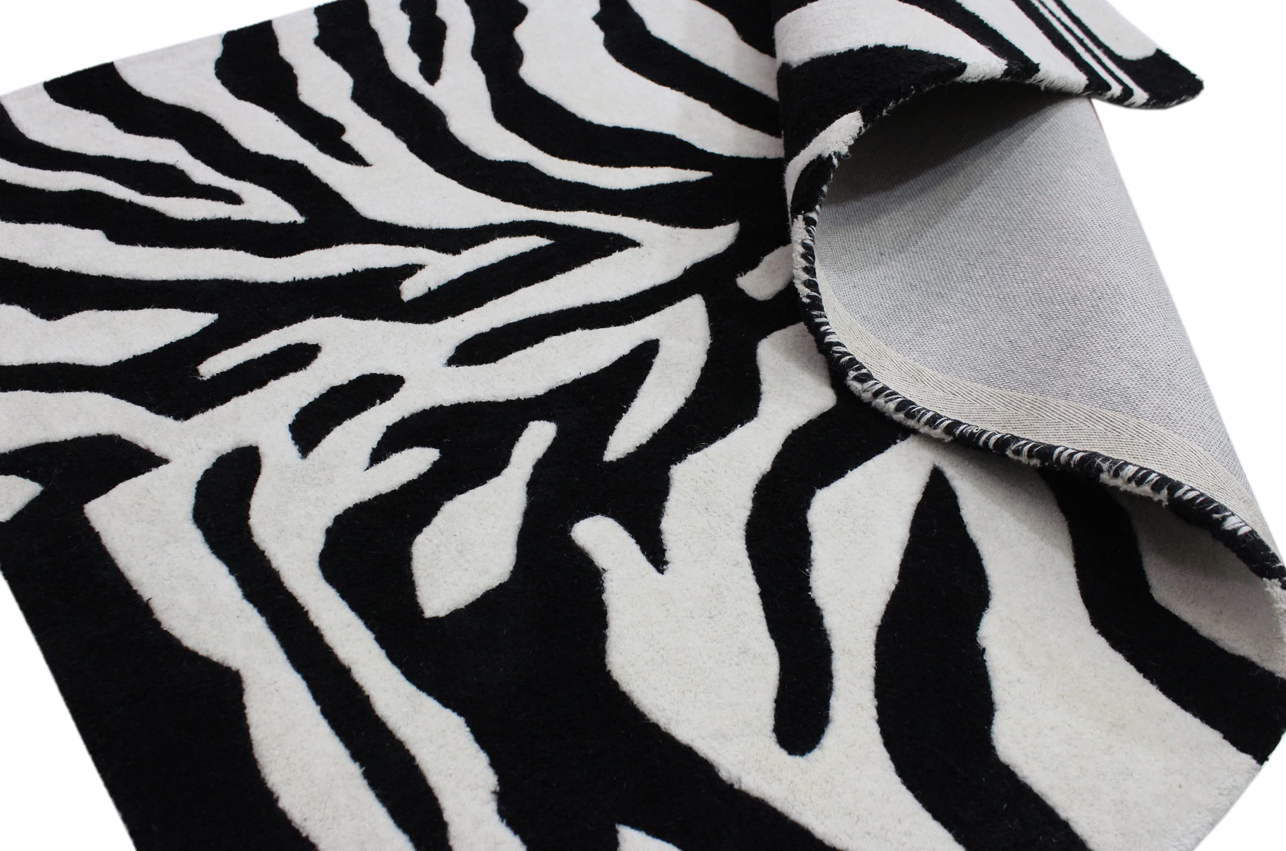 Schwarz Beige 100% Wolle Teppich Handarbeit (ME-5, 120 x 180 cm)