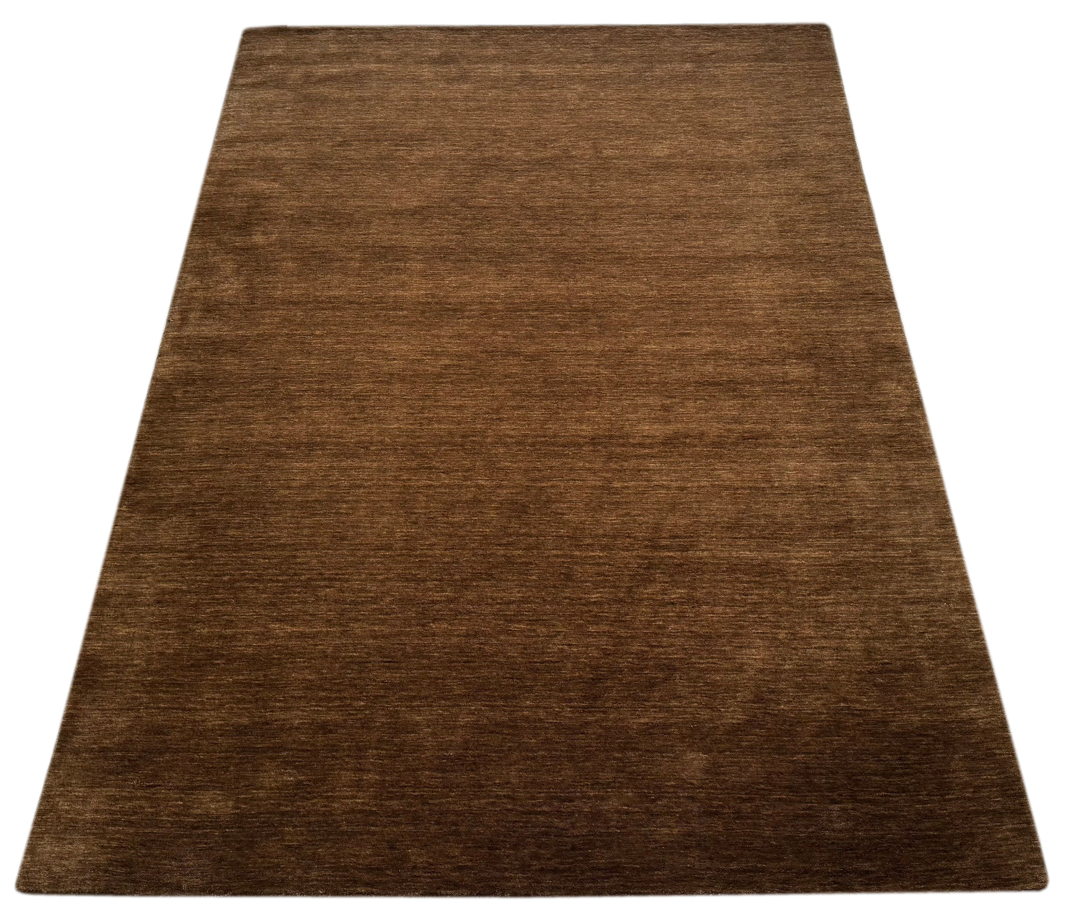 Braun Gabbeh Teppich Uni 100% Wolle Orientteppich Handgewebt  Loom Brücke AN3