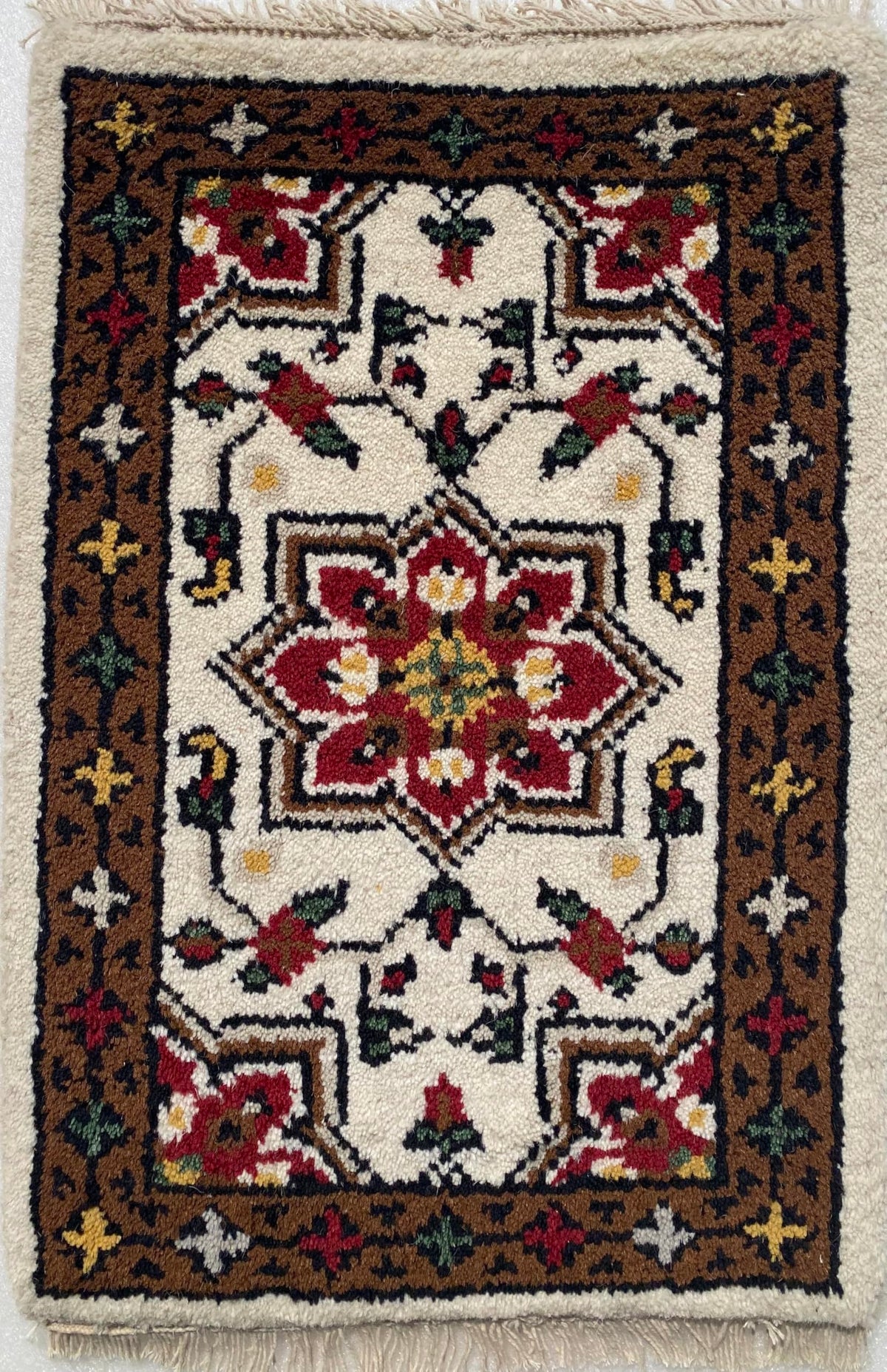 WAWA TEPPICHE Orientteppich Brücke 40X60 cm Handgeknüpft Teppich Fussmatten Debbbich 100% Wolle (BEIGE)