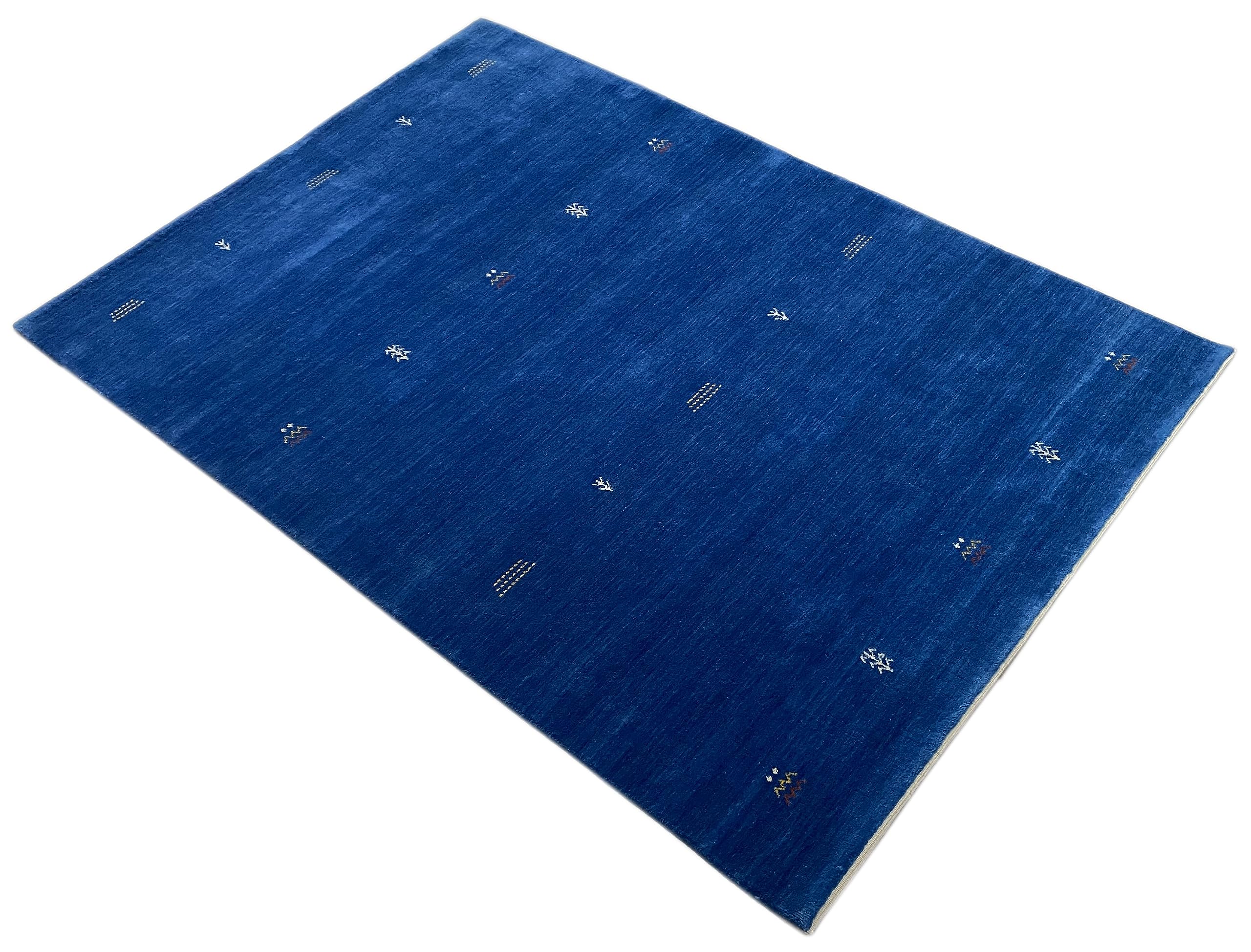 Gabbeh Teppich Blau 100% Wolle 200x300 cm Handgewebt Orientteppich G64T6