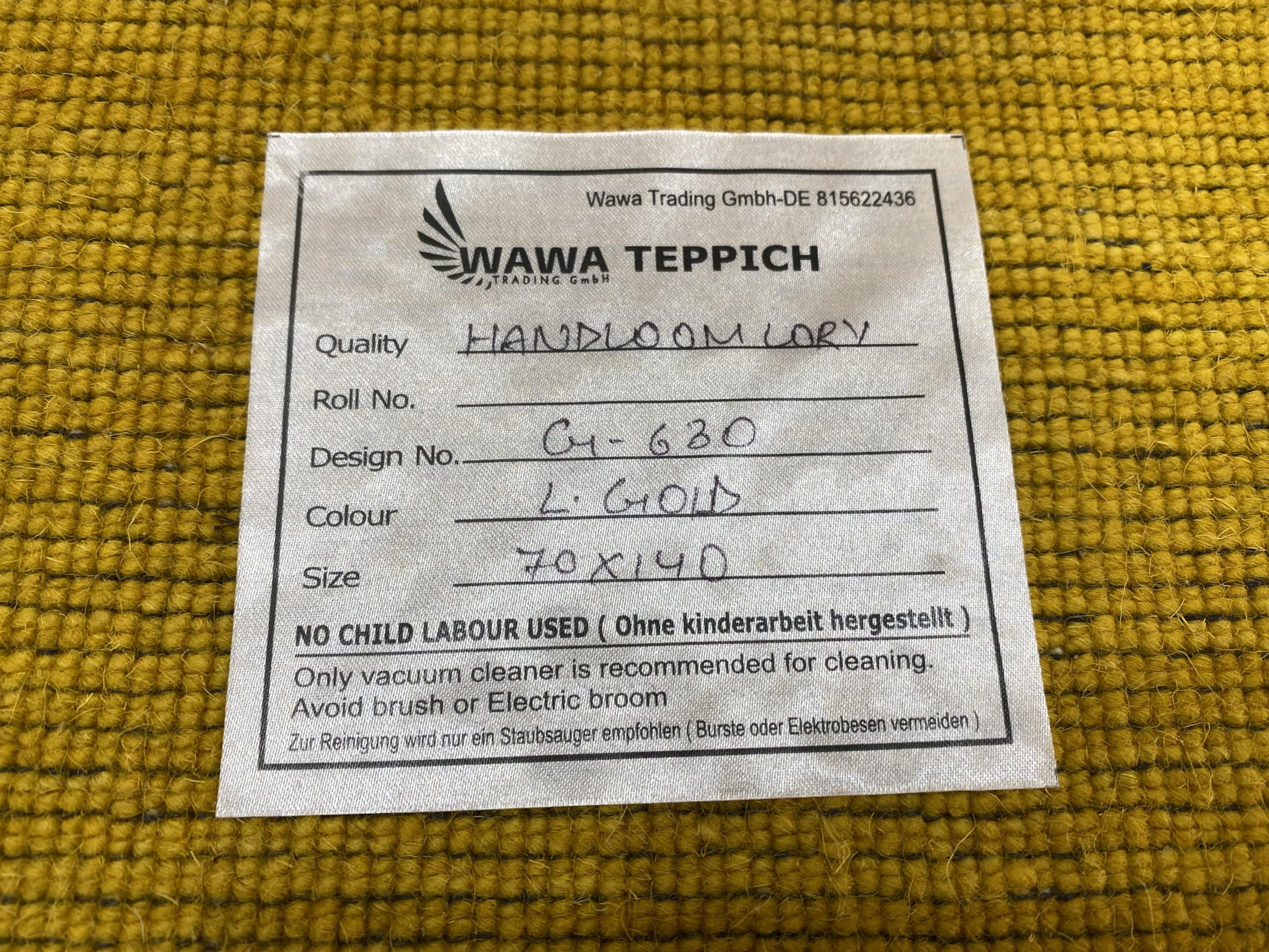 Orientteppich Gold Gabbeh Teppich 100% Wolle Loom Handgefertigt G-630