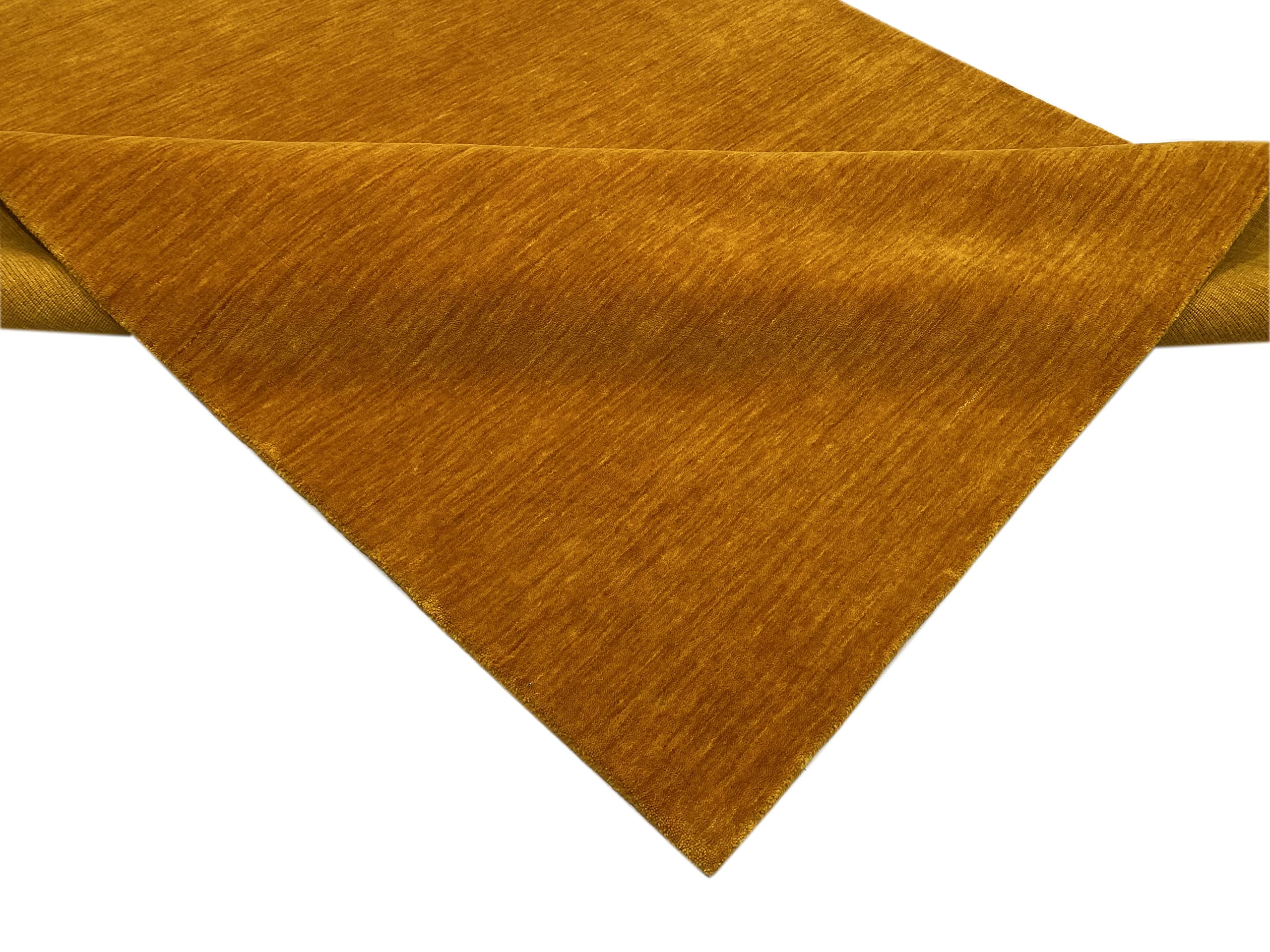 Teppich 100% Wolle Gabbeh 170x240 cm Handgewebt einfarbig gefärbt (Gold)