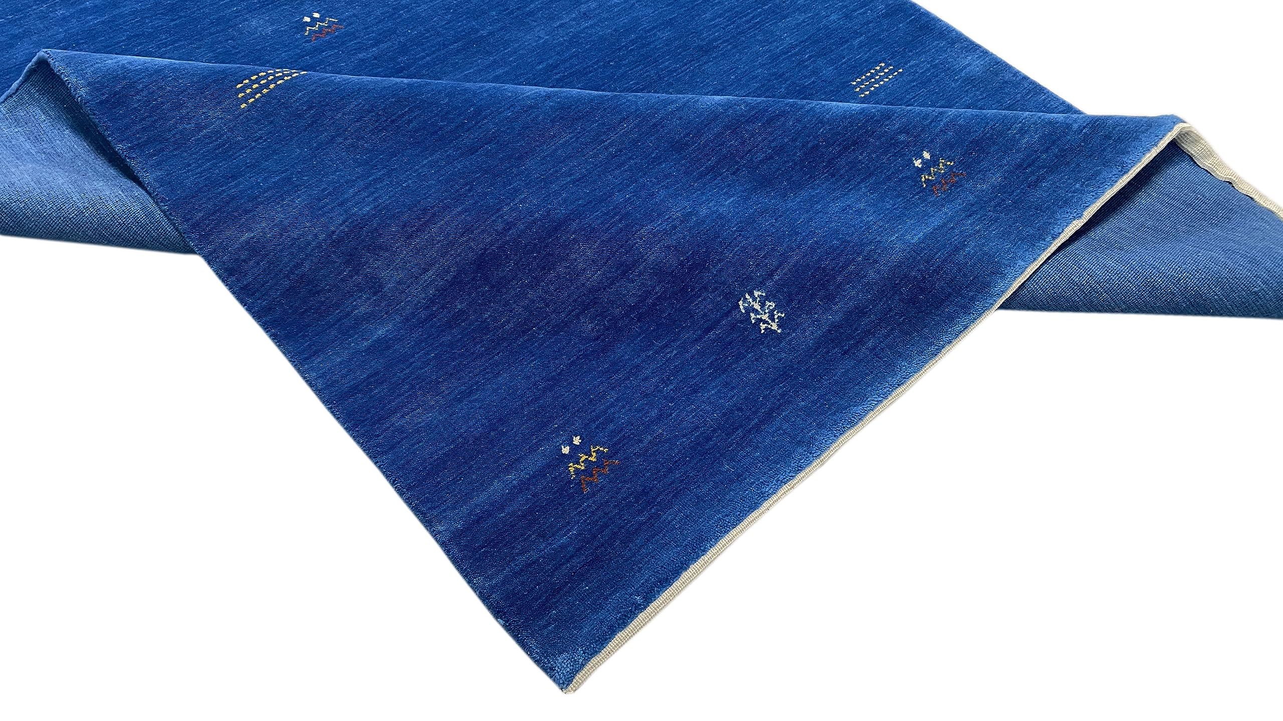 Gabbeh Teppich Blau 100% Wolle 200x300 cm Handgewebt Orientteppich G64T6