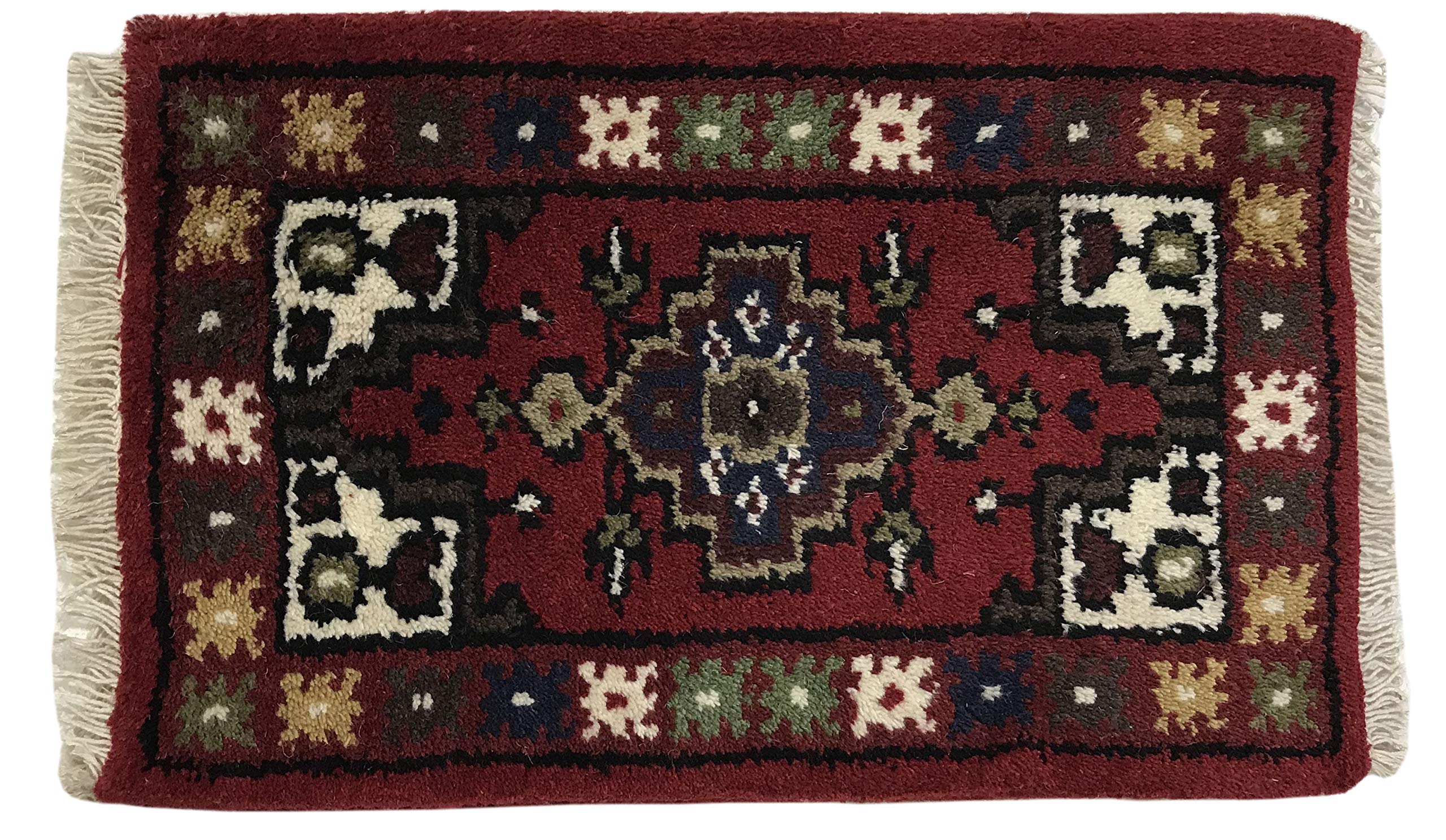 WAWA Orientteppich Brücke 40X60 cm Handgeknüpft Teppich Fussmatten Debbbich 100% Wolle (Rot-1, 2 Stück (40X60))