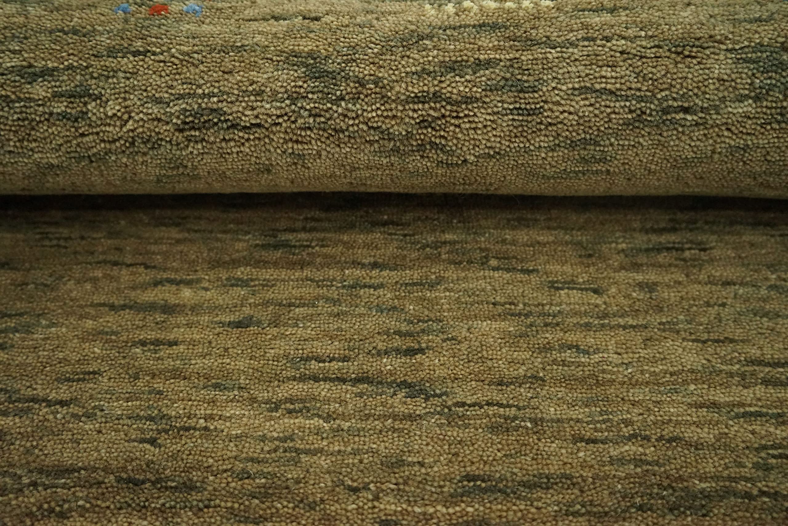 Gabbeh Teppich Dunkel Beige 100% Wolle 170x240 cm Handgewebt Orientteppich Lr663