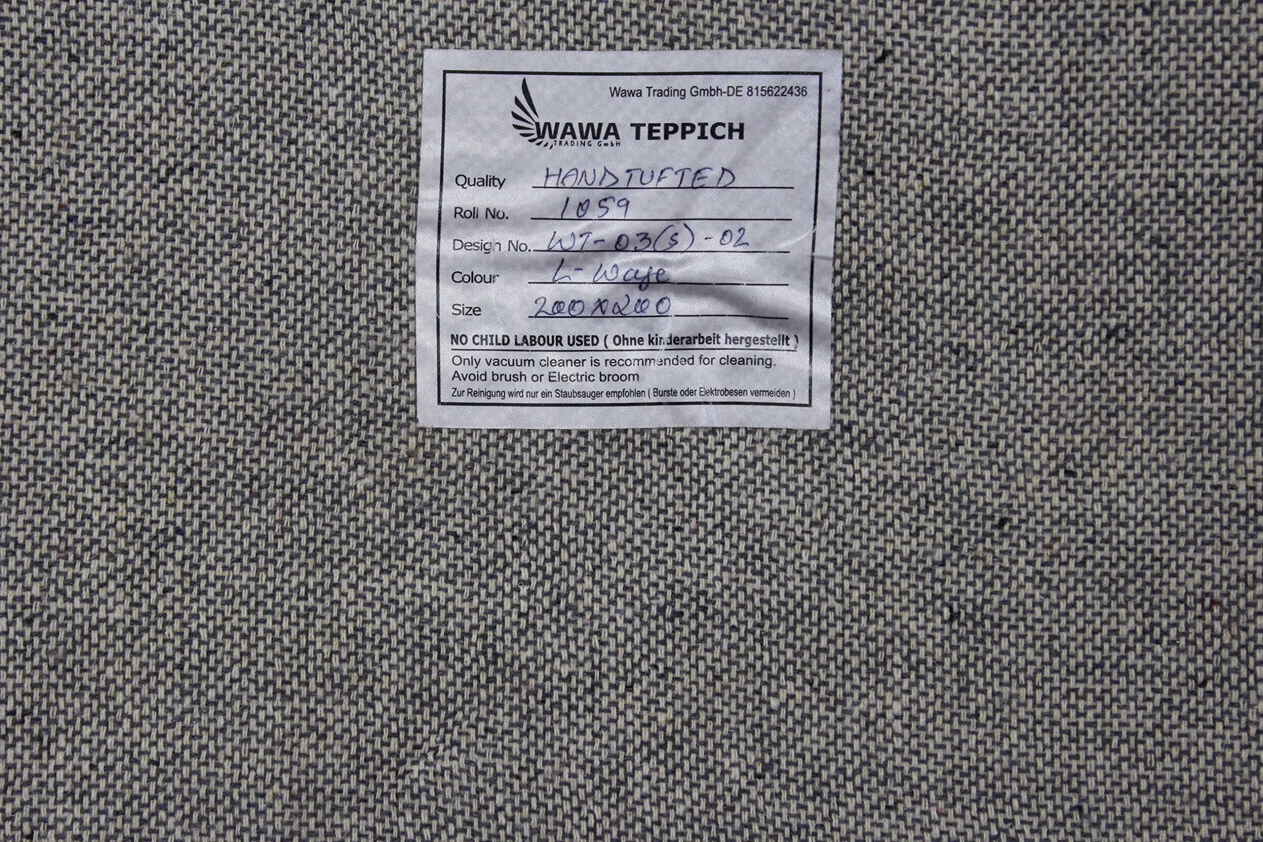 Beige Teppich 100% Wolle Handarbeit Designer Wohnzimmer Teppich 200X200 cm (200 X 200 cm Square, Light Gray)