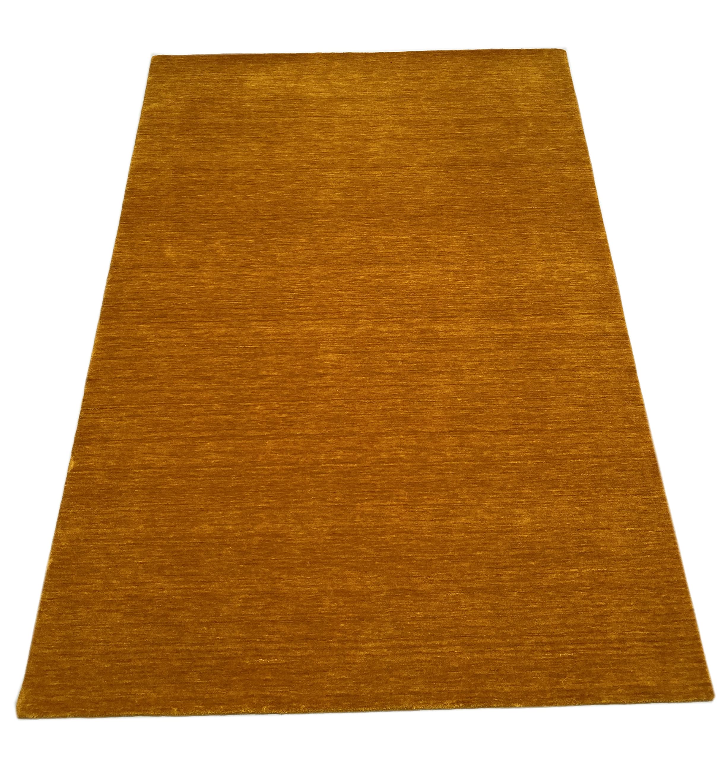 Teppich 100% Wolle Gabbeh 170x240 cm Handgewebt einfarbig gefärbt (Gold)