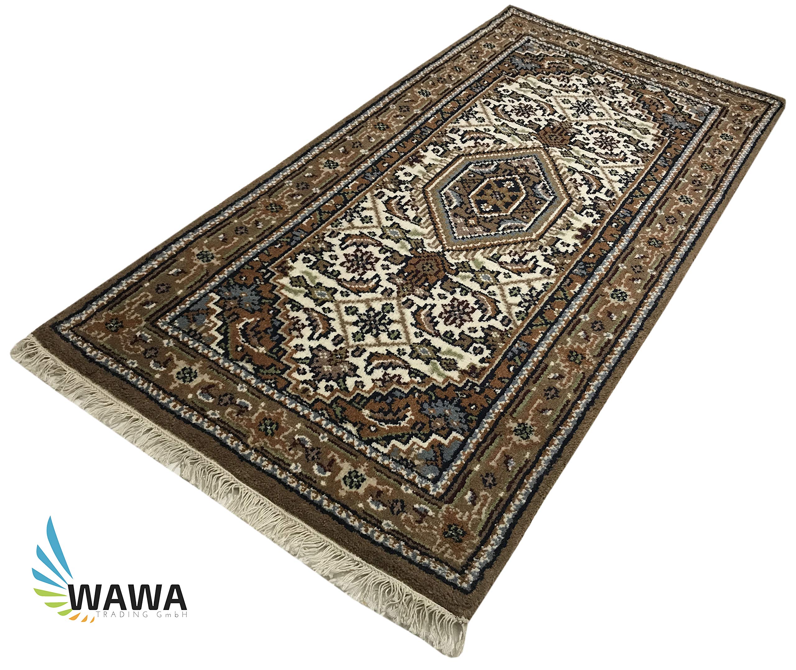 WAWA TEPPICHE Orientteppich Bidjar Handgeknüpft Beige Cream Teppich~ 100% Wolle