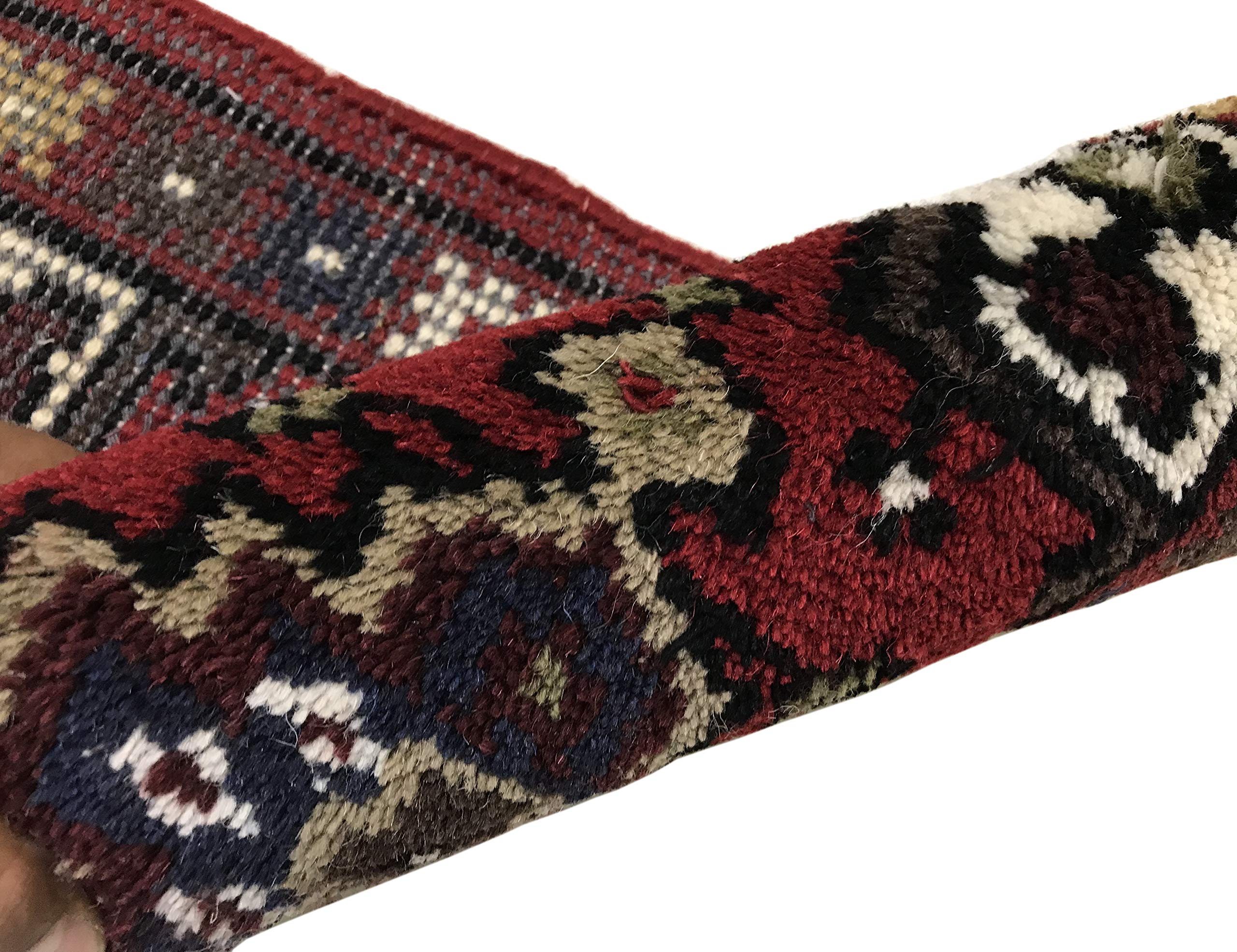 WAWA Orientteppich Brücke 40X60 cm Handgeknüpft Teppich Fussmatten Debbbich 100% Wolle (Rot-1, 2 Stück (40X60))