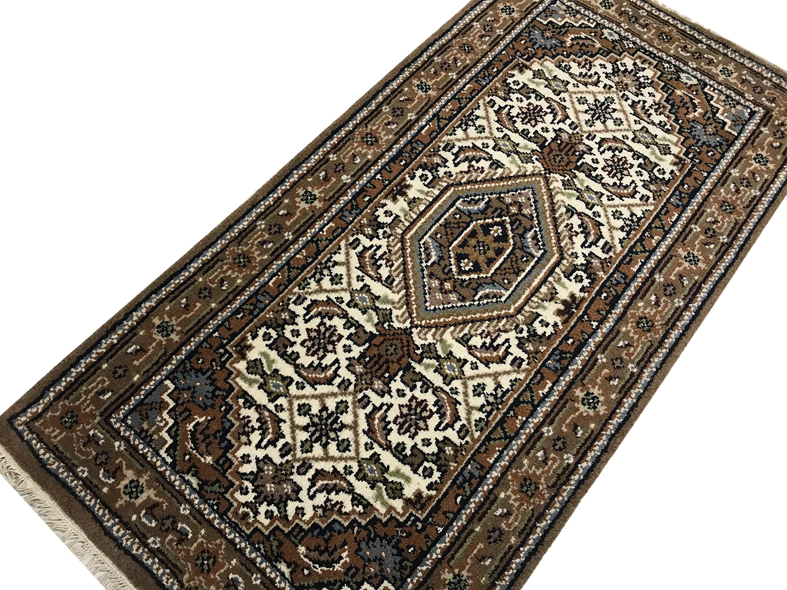 WAWA TEPPICHE Orientteppich Bidjar Handgeknüpft Beige Cream Teppich~ 100% Wolle