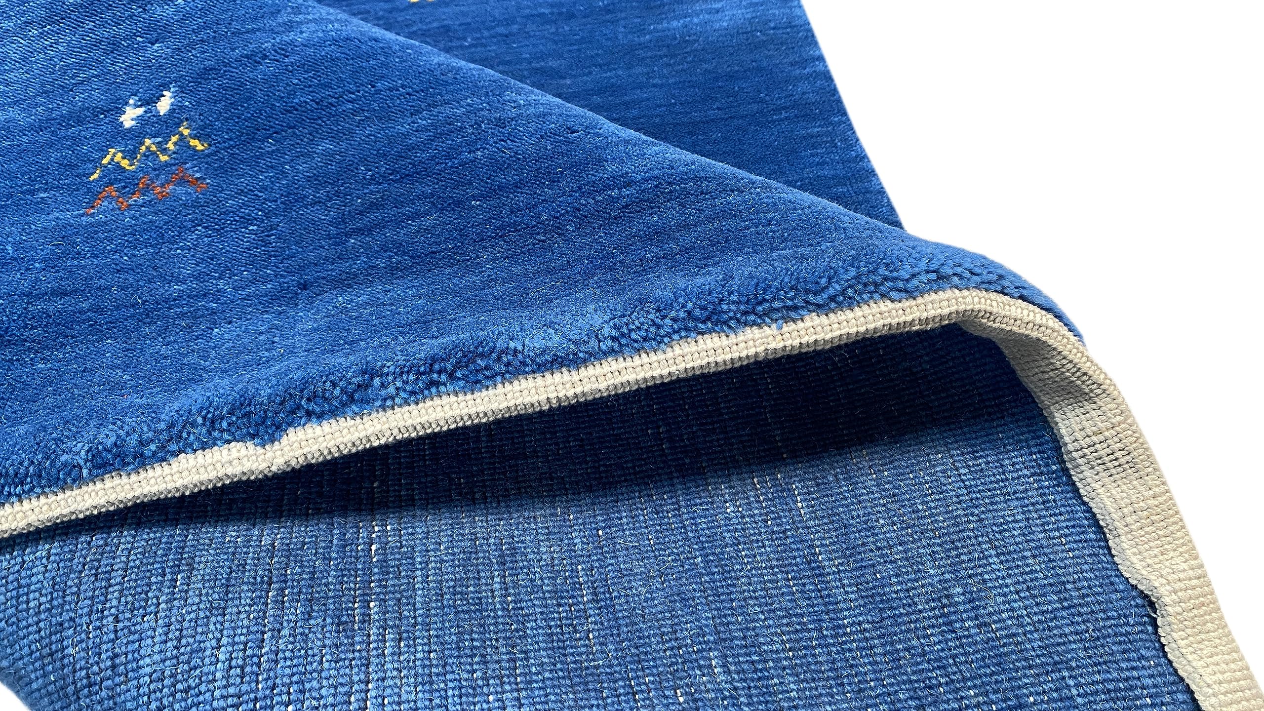 Gabbeh Teppich Blau 100% Wolle 200x300 cm Handgewebt Orientteppich G64T6