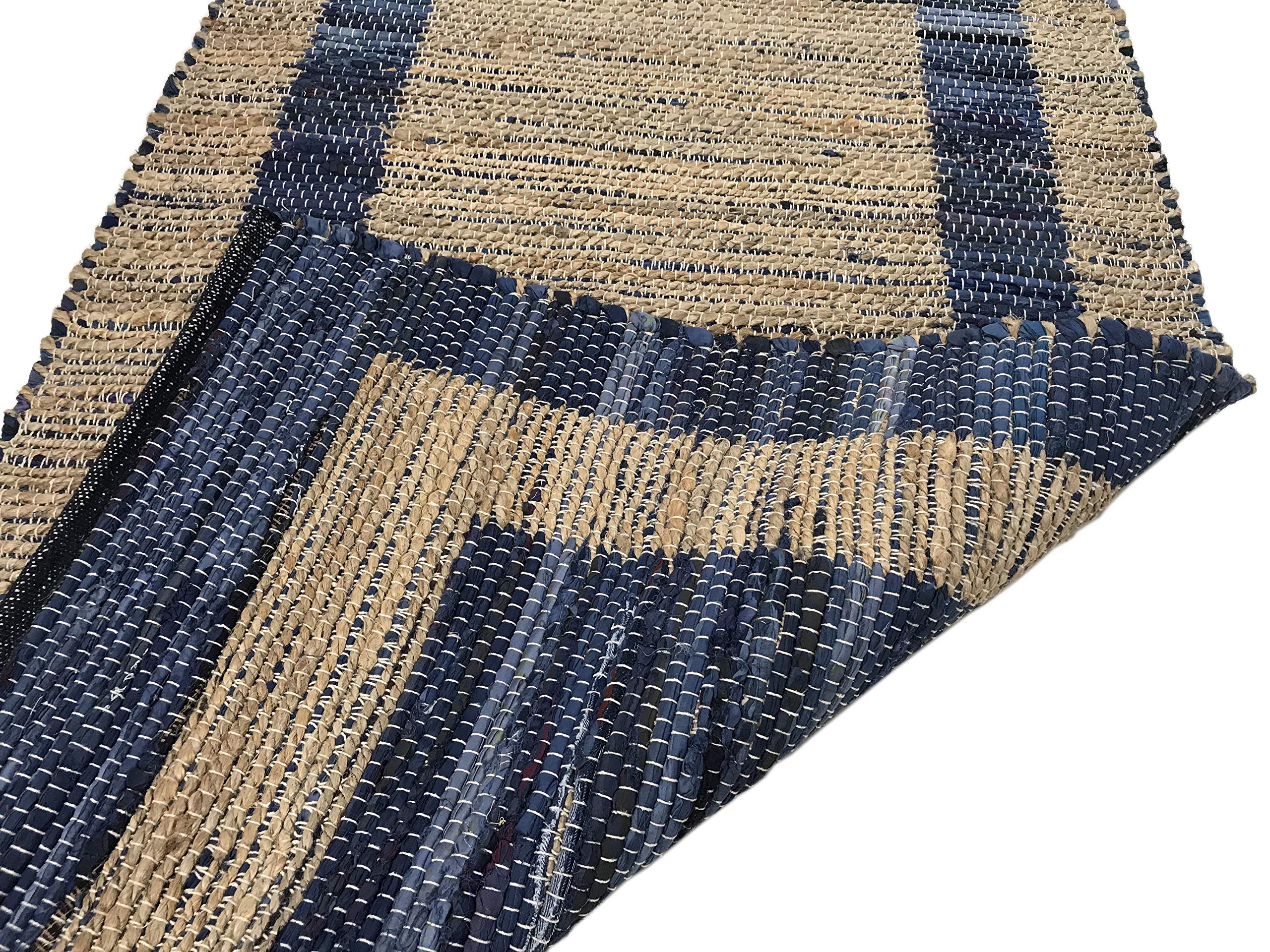 WAWA TEPPICHE Beidseitig Nutzbar Chindi Kelim Durry Teppich Handgearbeiteter, 4 Größen Dhurrie