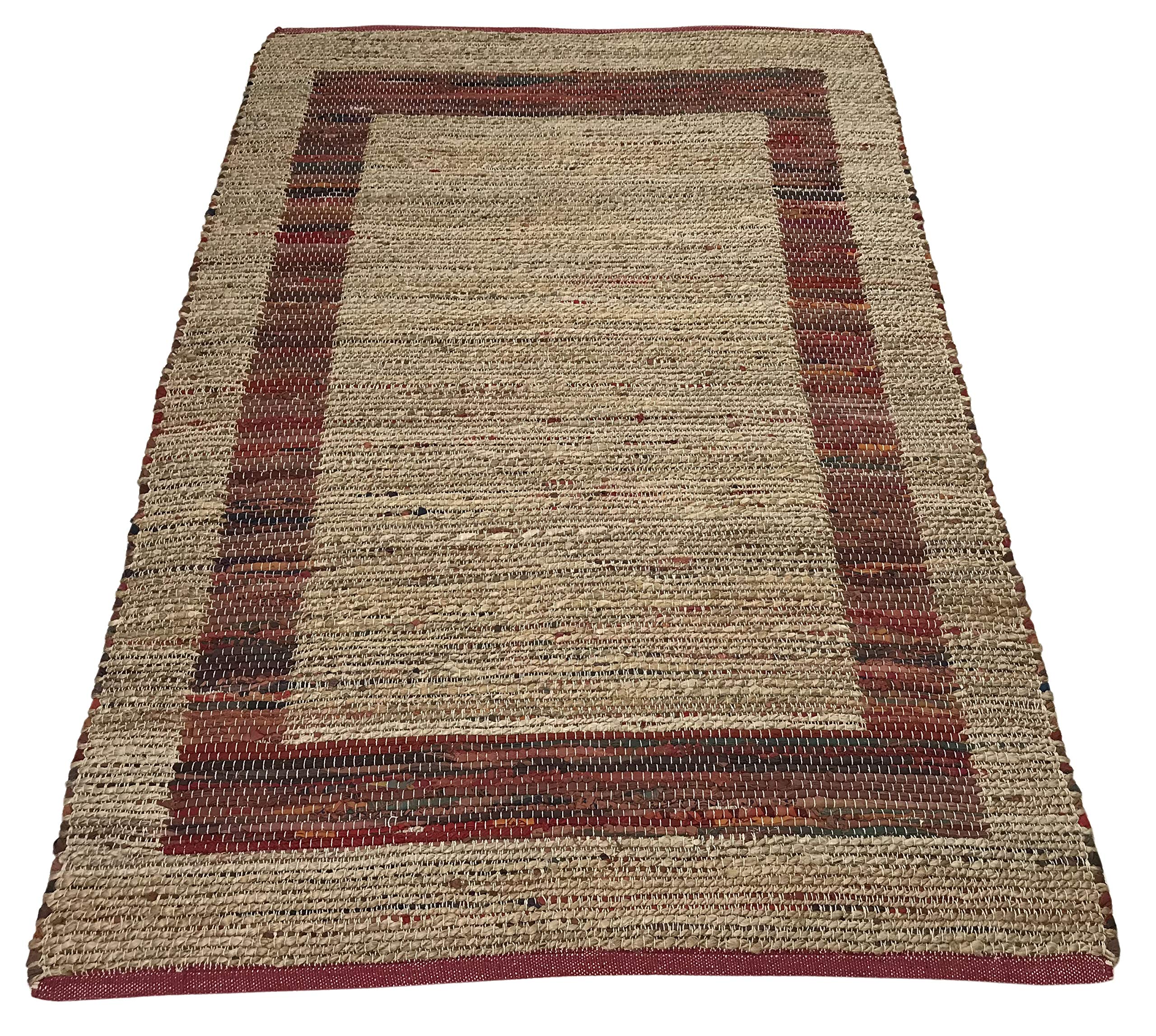 WAWA TEPPICHE Beidseitig Nutzbar Chindi Kelim Durry Teppich Handgearbeiteter, 4 Größen Dhurrie