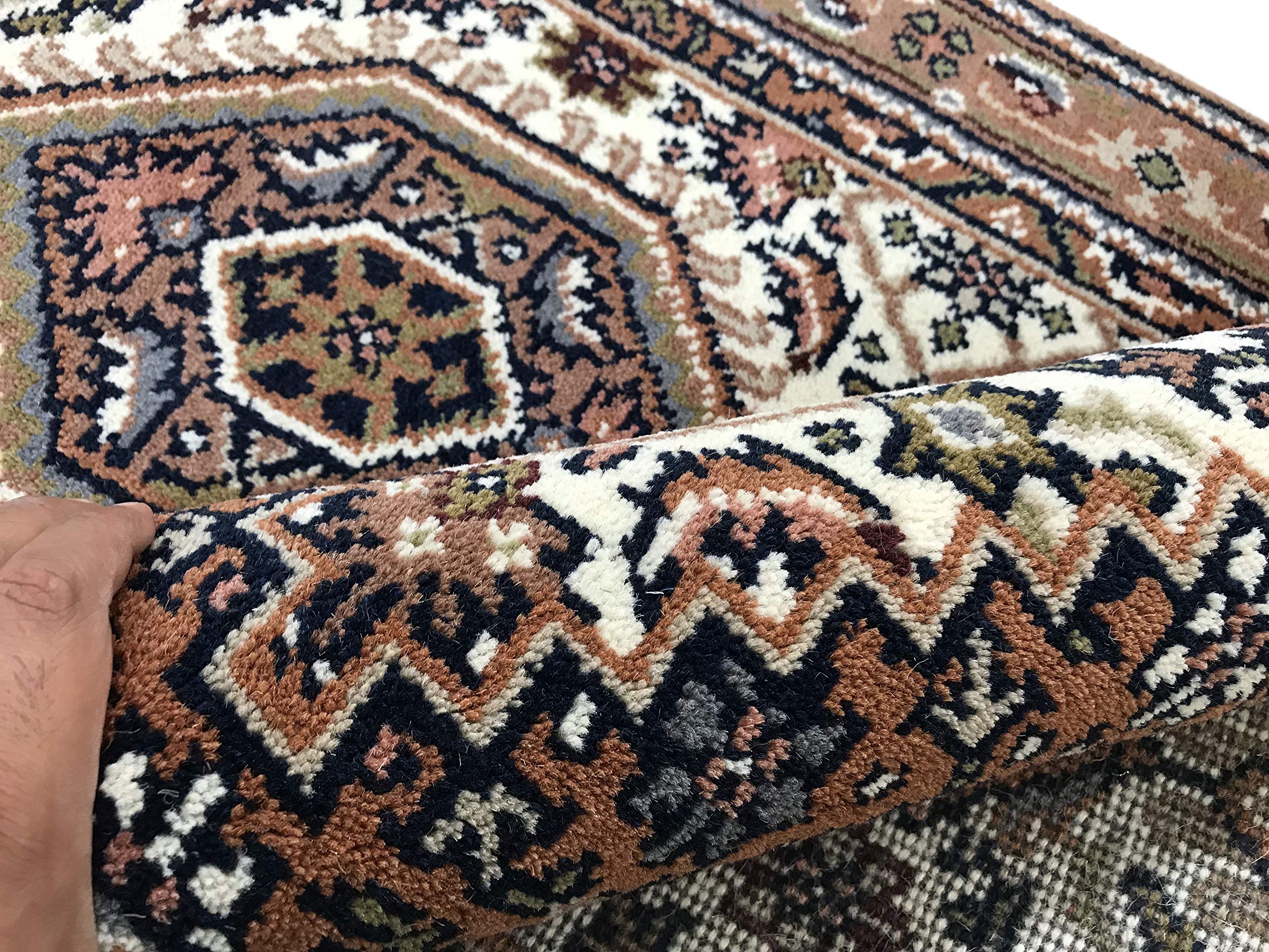 WAWA TEPPICHE Orientteppich Bidjar Handgeknüpft Beige Cream Teppich~ 100% Wolle