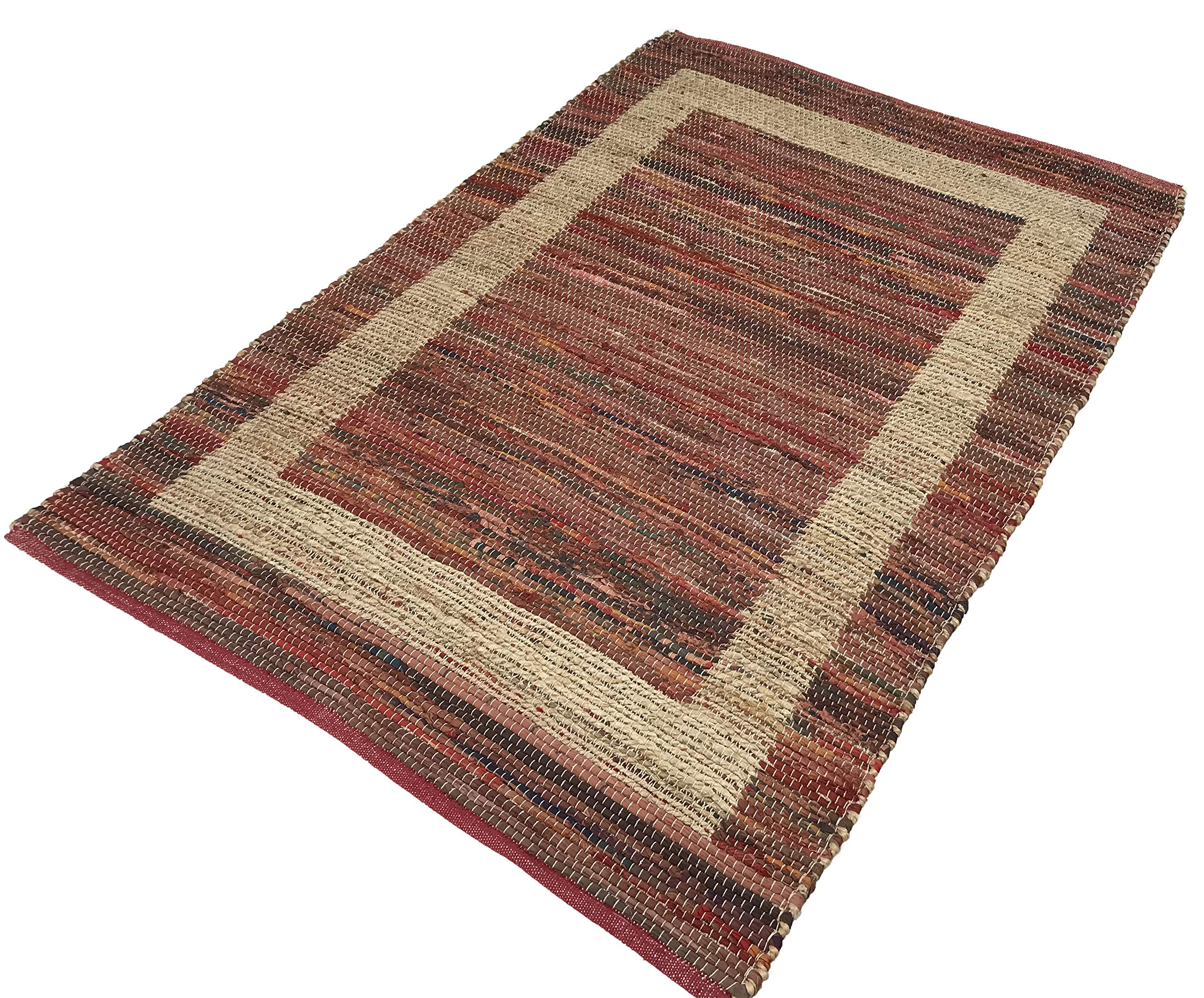 WAWA TEPPICHE Beidseitig Nutzbar Chindi Kelim Durry Teppich Handgearbeiteter, 4 Größen Dhurrie