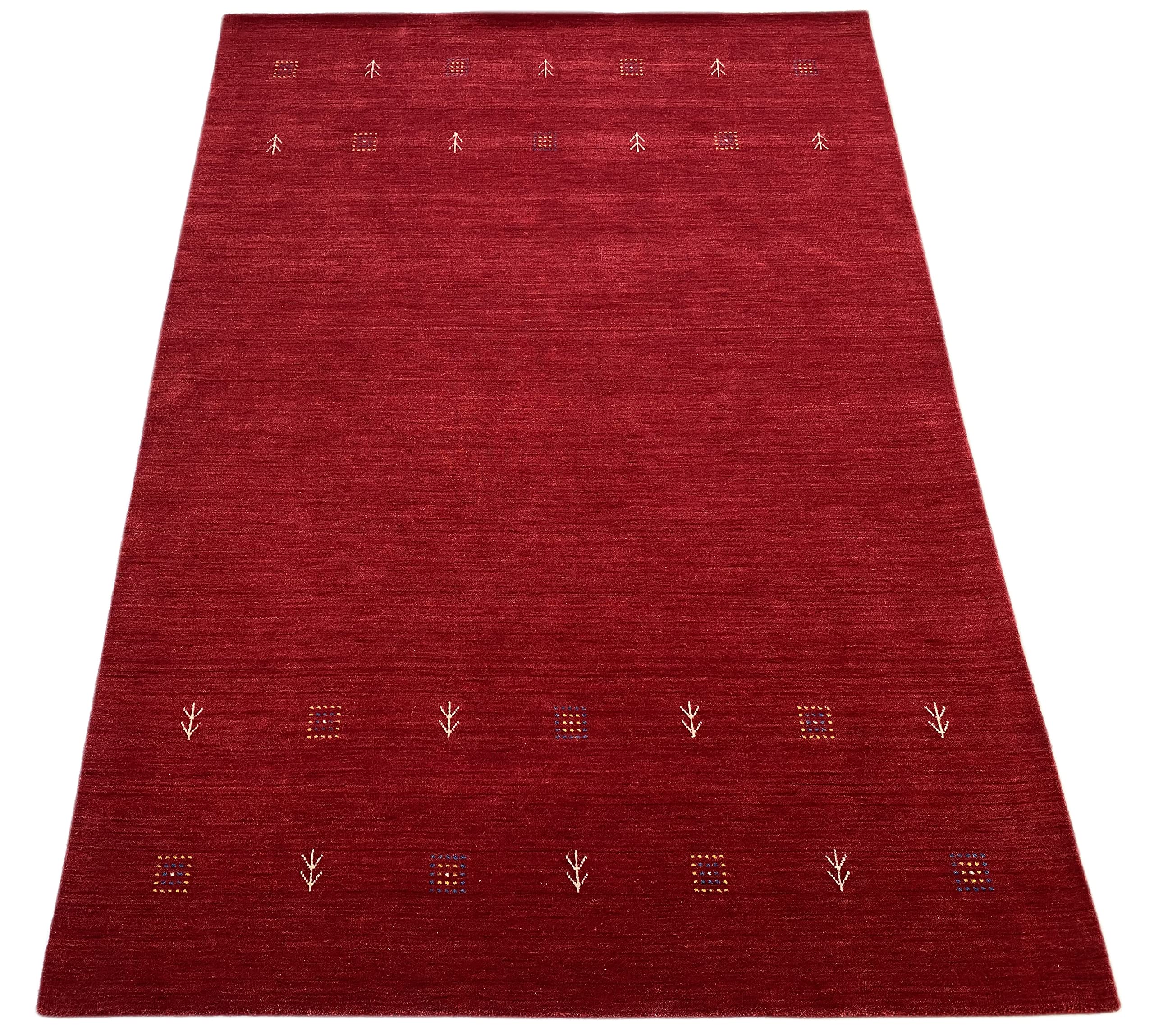 Rot Gabbeh Teppich 100% Wolle 175x240 cm Handgewebt Orientteppich Lr738