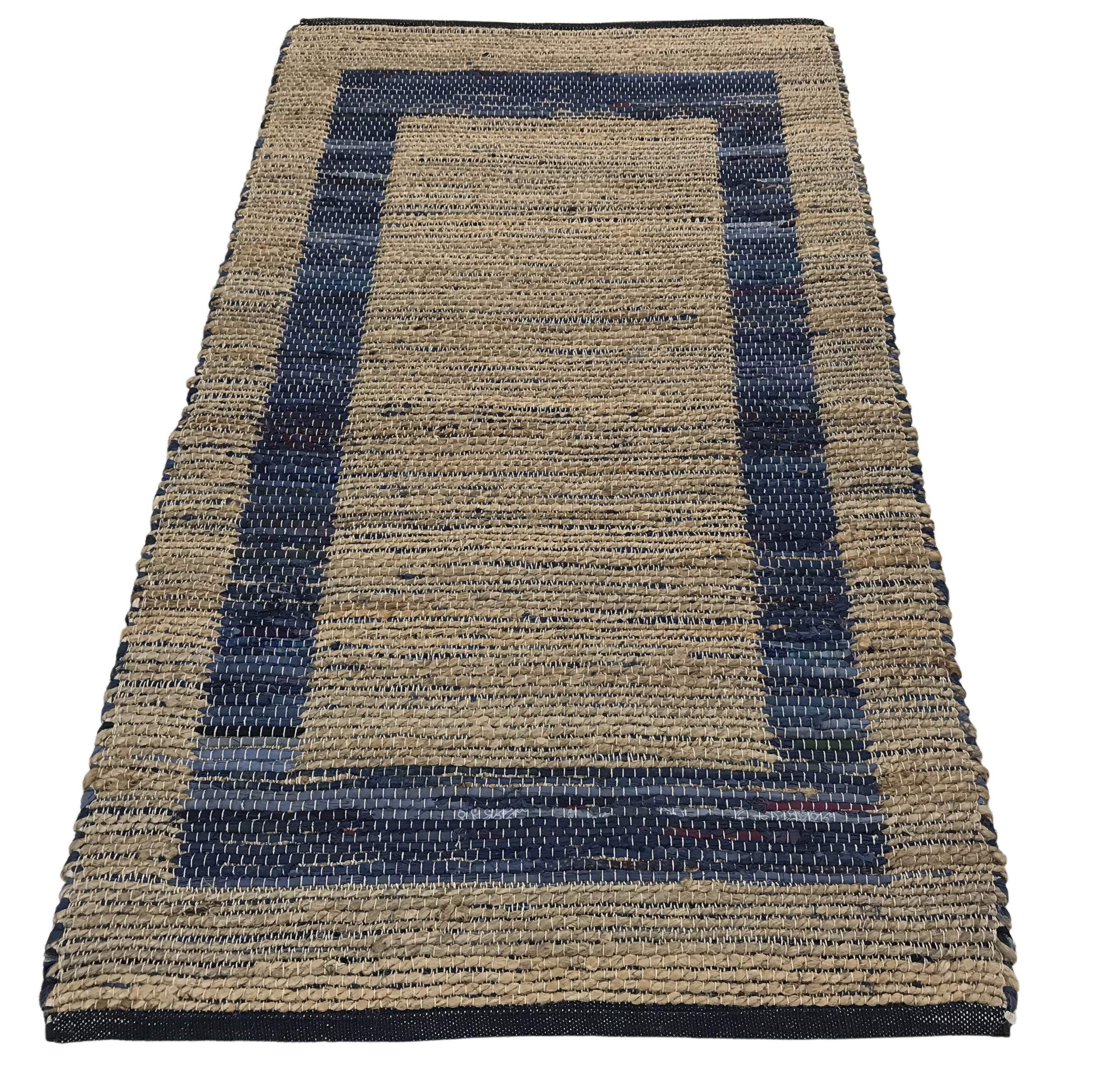 WAWA TEPPICHE Beidseitig Nutzbar Chindi Kelim Durry Teppich Handgearbeiteter, 4 Größen Dhurrie