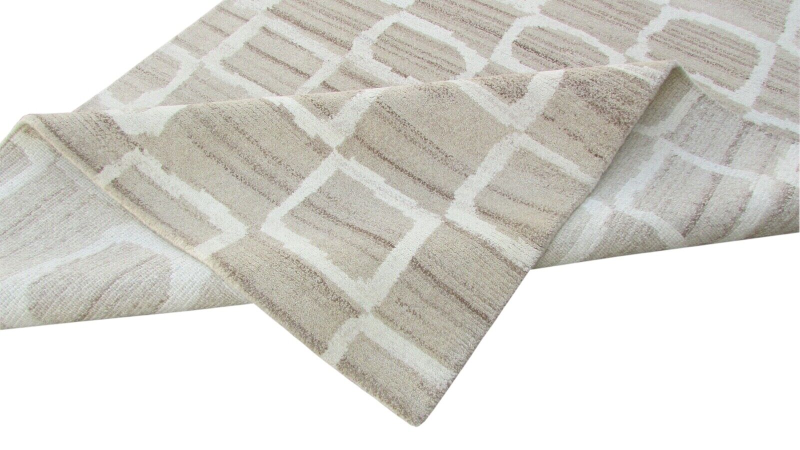 Nepal Teppich Handgeknüpft Beige Grau 100% Wolle Orientteppich 163x228 cm N-82