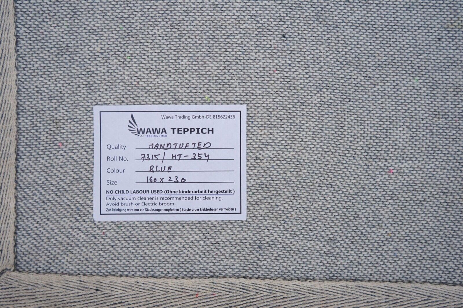 Tappeto blu 100% lana 160x230 cm Tappeto orientale annodato a mano HT354