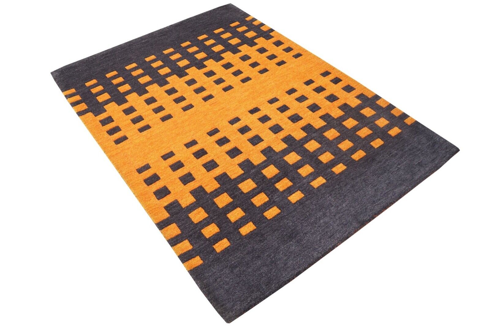 Orange Kohlefarbe 140X200 cm Teppich 100% Wolle Orientteppich Handgetuftet HT624