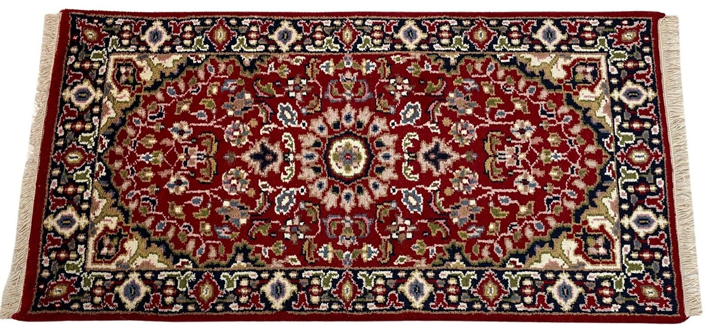 Rot Teppich Wolle Fußmatten Handgeknüpft 100% Schurwolle 70X140 cm D7