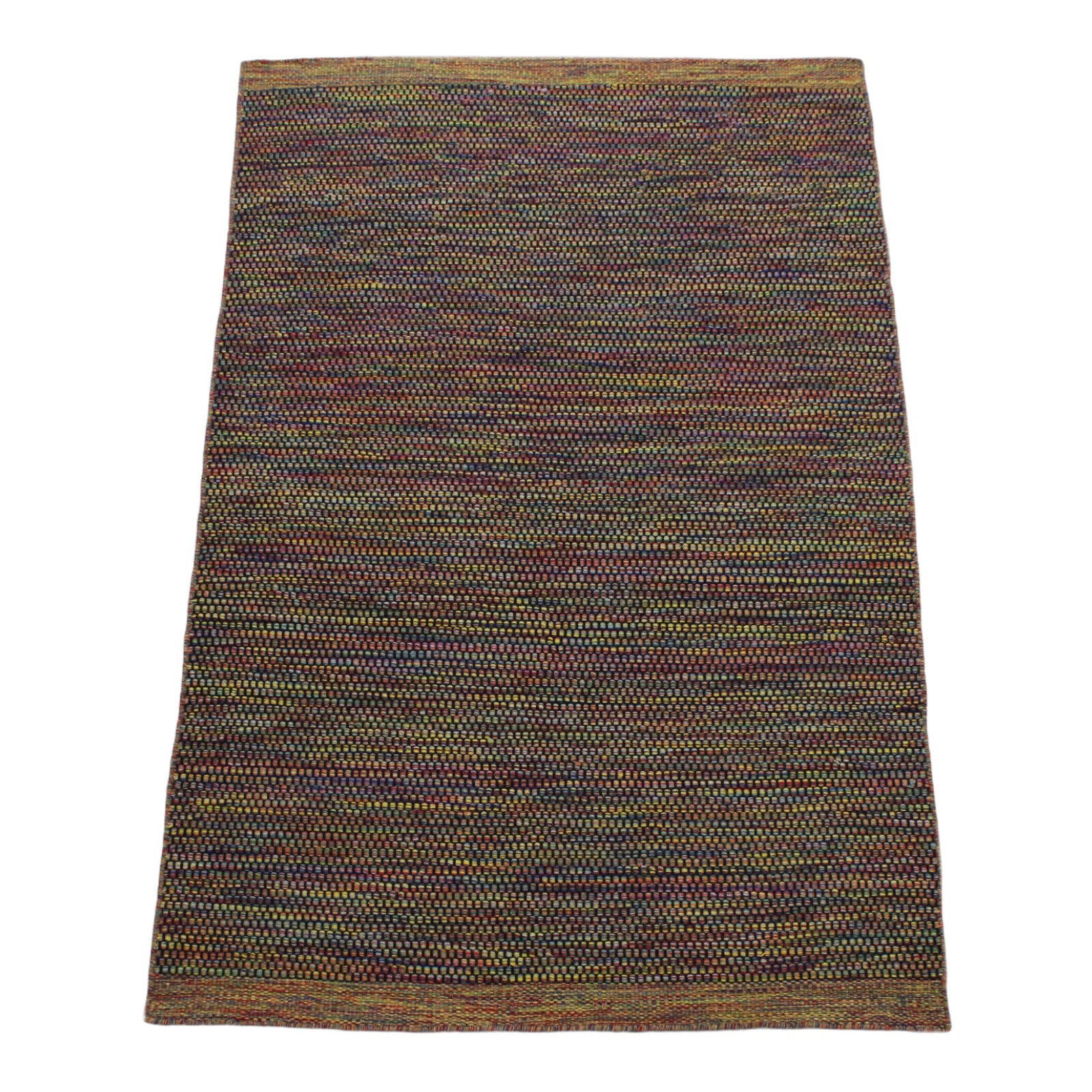 Wohnzimmer 100% wolle Teppich Flachgewebe Bunt Orange Gold 120x180 cm Kilim