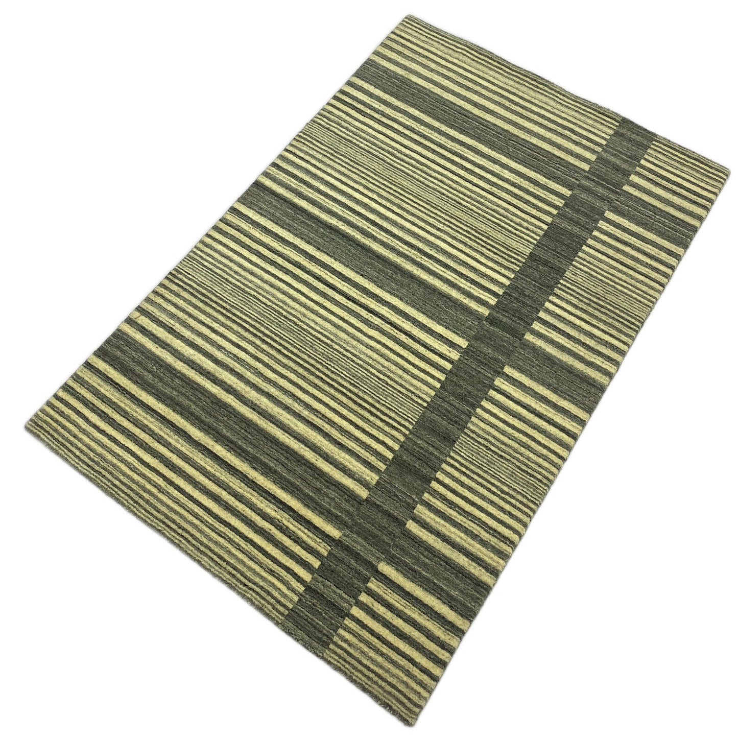 Grau Teppich 100% Wolle Beige Gabbeh lori Handgewebt 124x187 cm Naturwolle S105