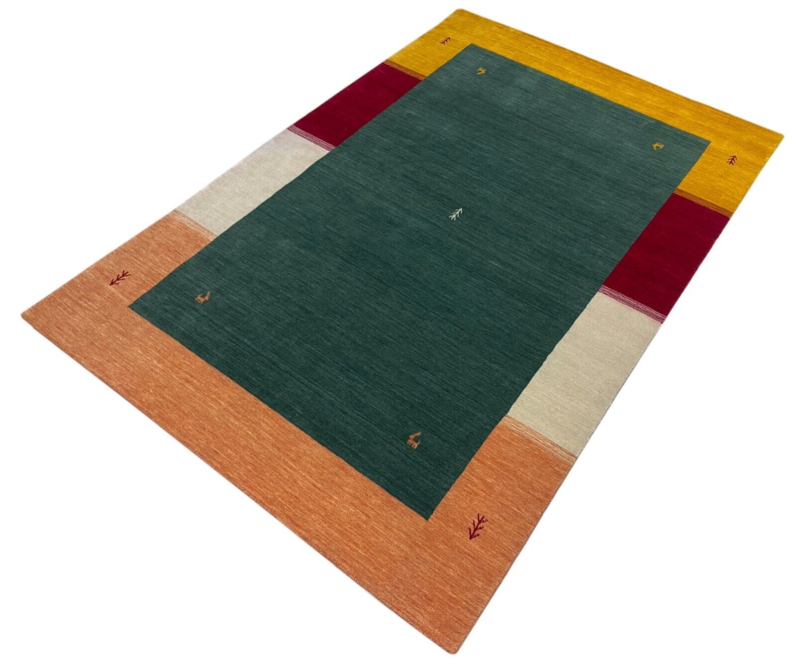 Orientteppich Gabbeh Grün Loom Teppich Handgefertigt 100% Wolle 200X300 CM