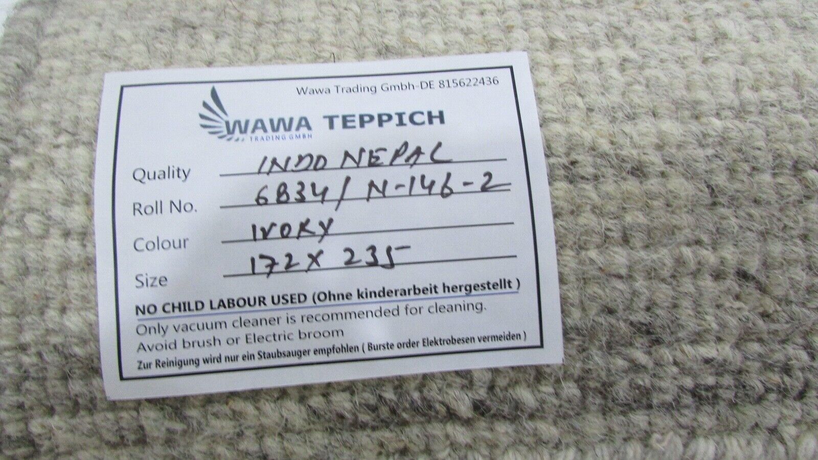 Nepal Teppich Handgeknüpft Beige 100% Wolle Orientteppich Braun 170X235 cm N-146