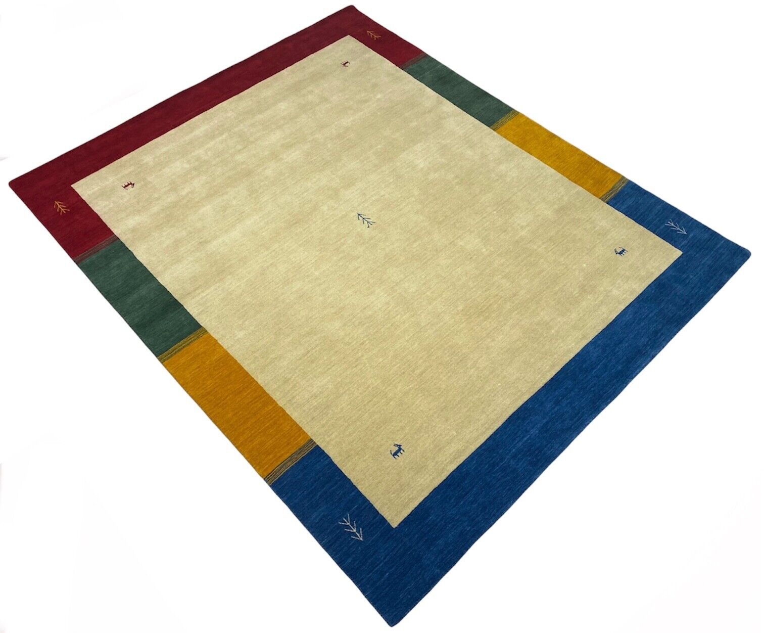 Gabbeh Teppich 100% Wolle 200x250 cm Beige Handgewebt Orientteppich Bunt WR140