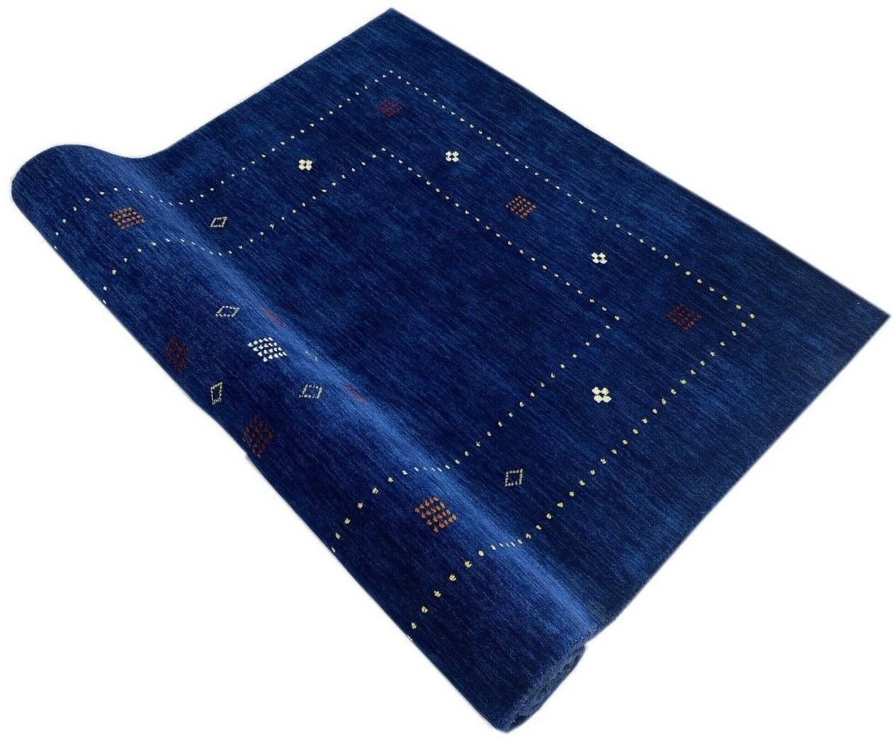 Gabbeh Teppich Blau 100% Wolle 80x150 cm Handgewebt Orientteppich Lori WR60