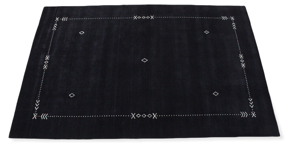 Gabbeh Schwarz Teppich 100% Wolle Handgefertigt 200X300 cm Orientteppich