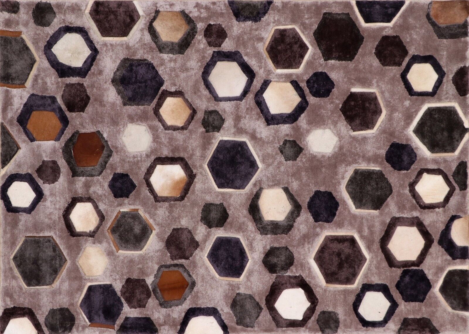 Tapis oriental, tapis de créateur, 170 x 240 cm, viscose, tufté à la main sur un tapis en cuir