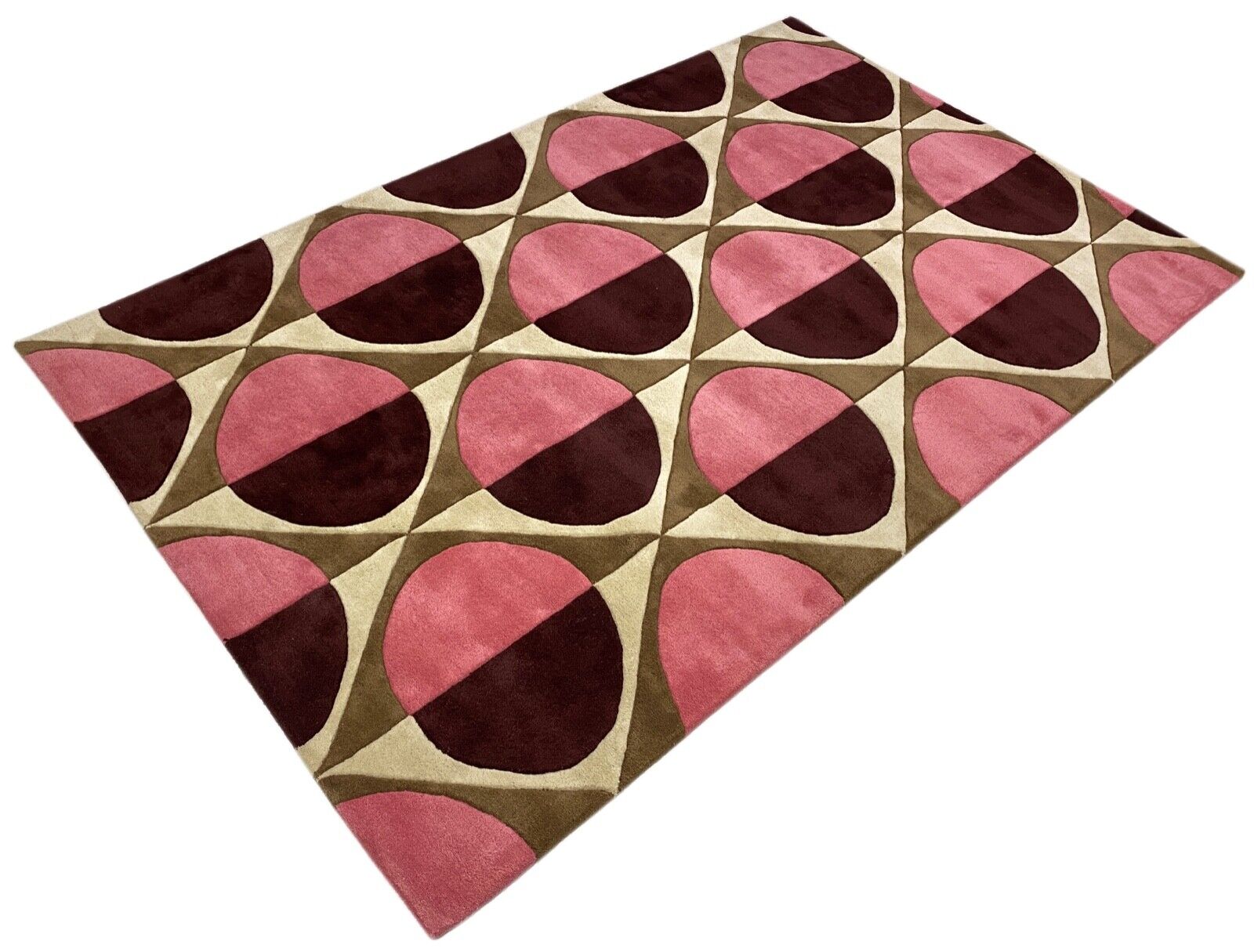 Orientteppich Rosa Schwarz Beige 100% Wolle Teppich Handgetuftet 150X240 CM D129