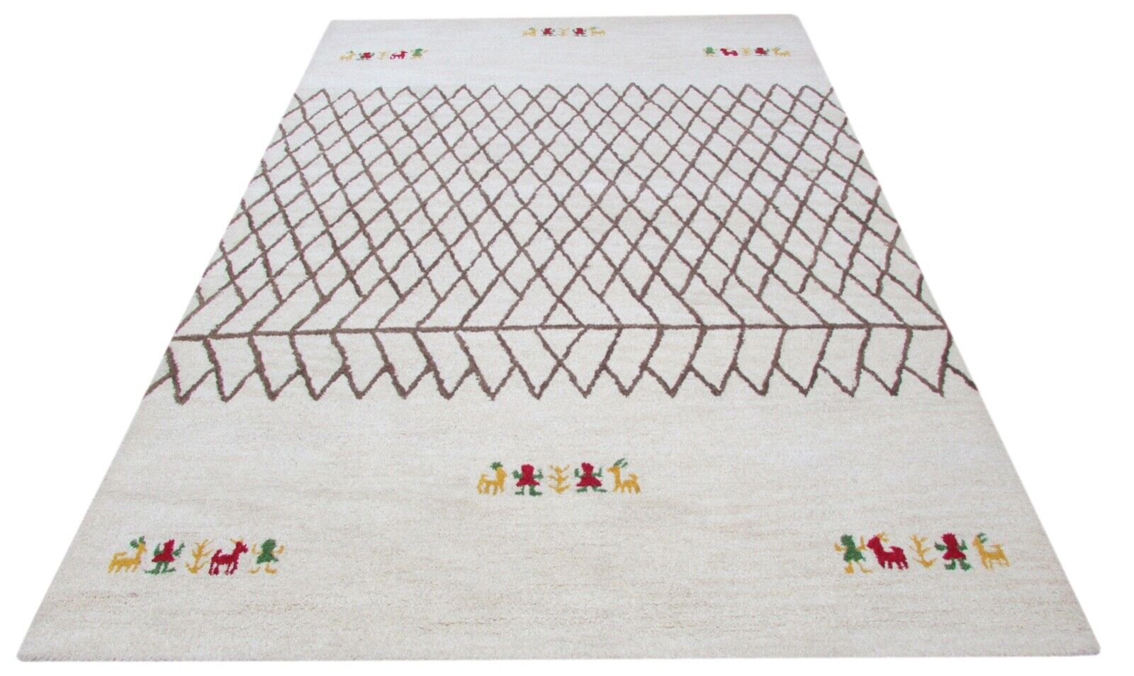 米棕色地毯，100%羊毛，160x230厘米，手工制作，手工簇绒，T793