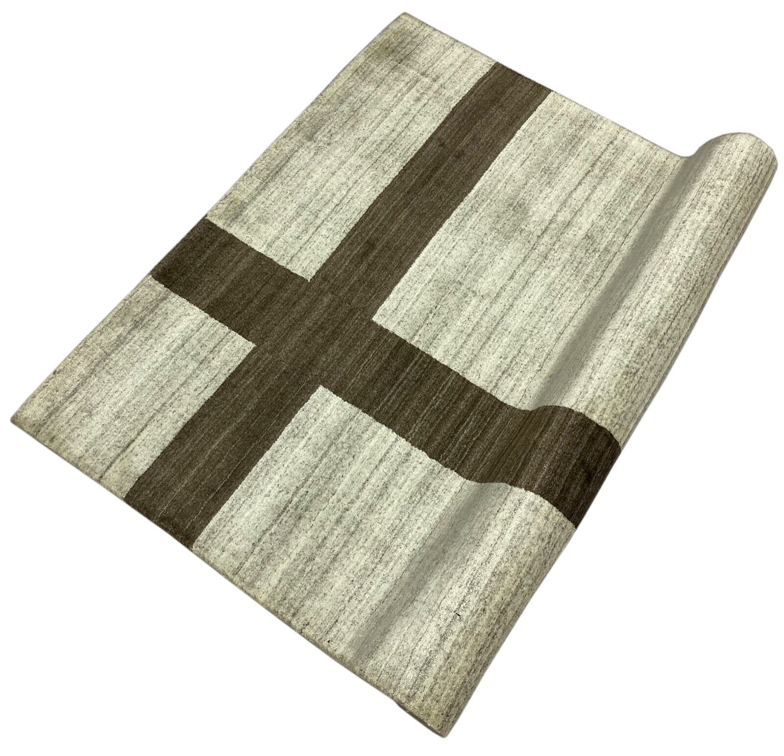 Teppich 100% Wolle Grau Beige Gabbeh lori Handgewebt 120x180 cm dp Garn S151