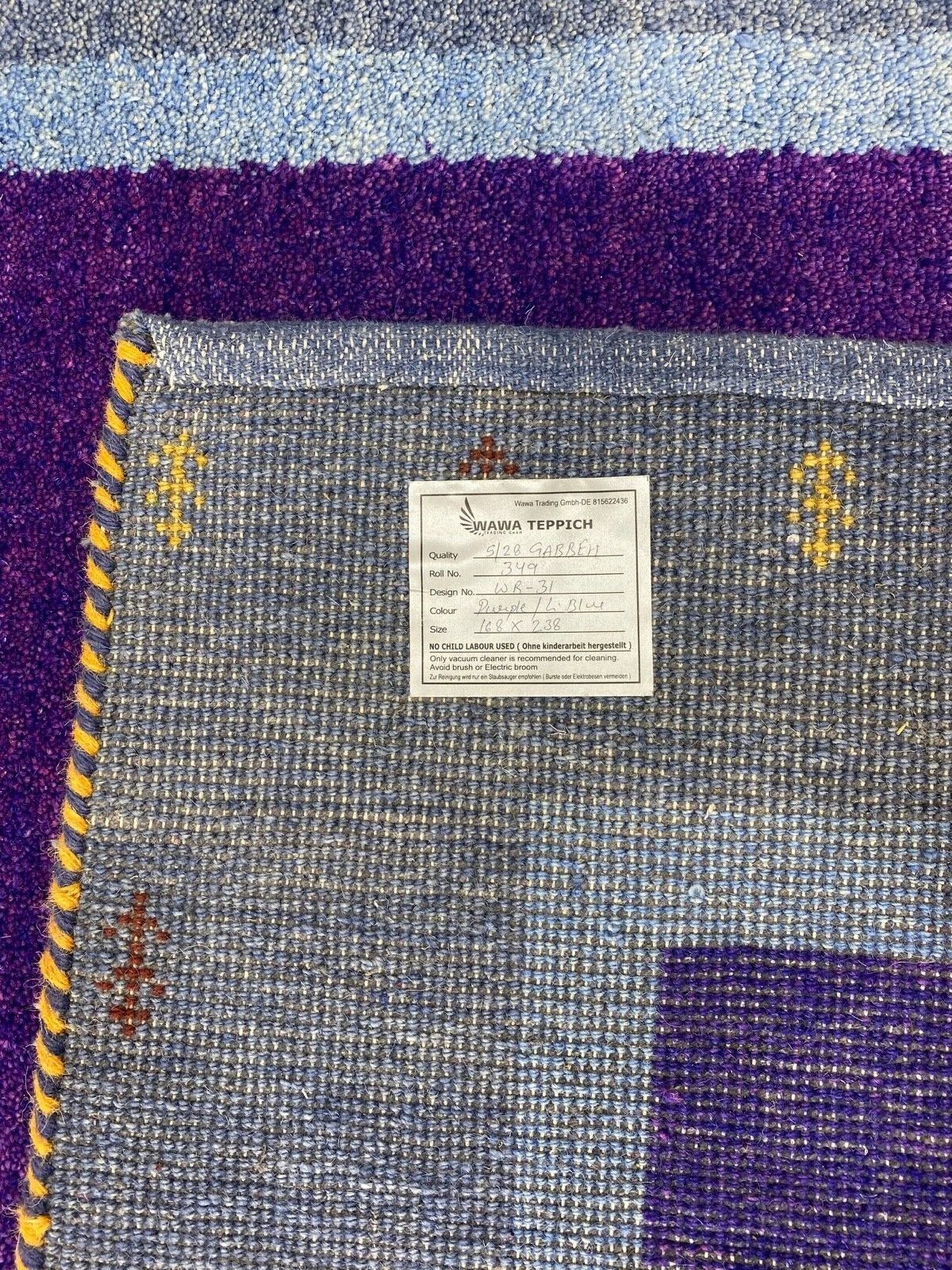 Lila Gabbeh Teppich 100% Wolle Blau Handgeknüpft 168X238 cm WR31