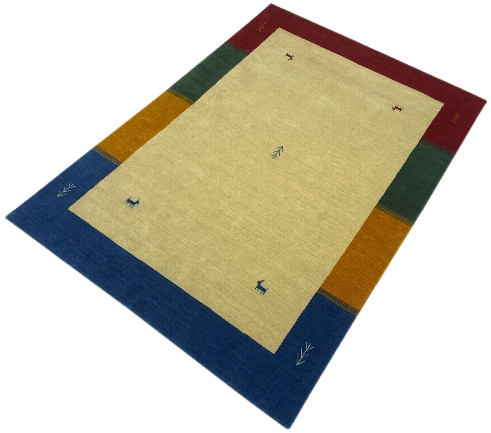 Bunt Gabbeh Teppich 100% Wolle 170x240 cm Handgewebt Debbich Handloom WR140