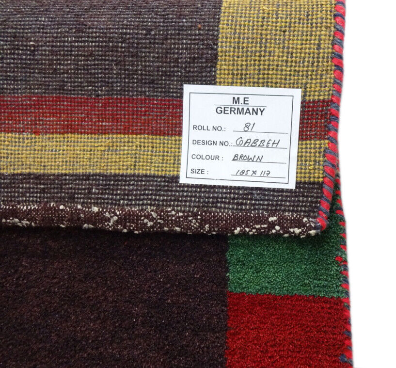 Gabbeh Teppich Handgeknüpft 100% Wolle Braun Orientteppich 117X185 CM M81