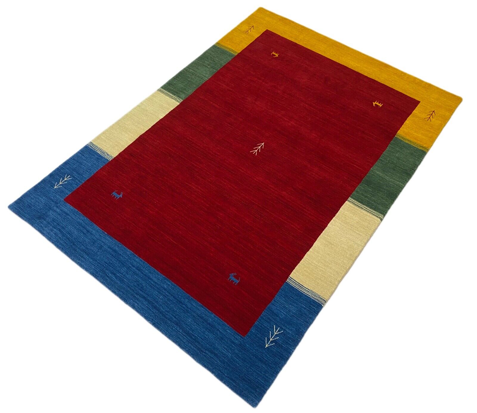 Preproga Gabbeh 100 % volna 170 x 240 cm rdeče zlato bež ročno tkana orientalska preproga